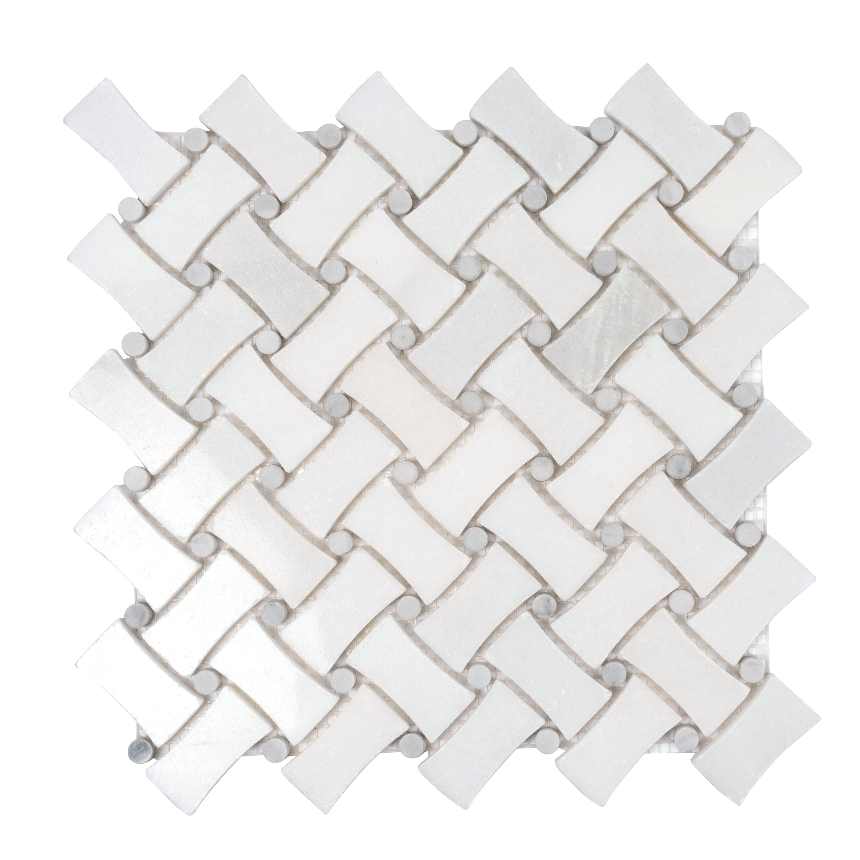 Apollo Tile APLDC88B23ASAMPLE Sample- Athens White 4-in x 4-in Polished Patterned Basketweave Wall Tile