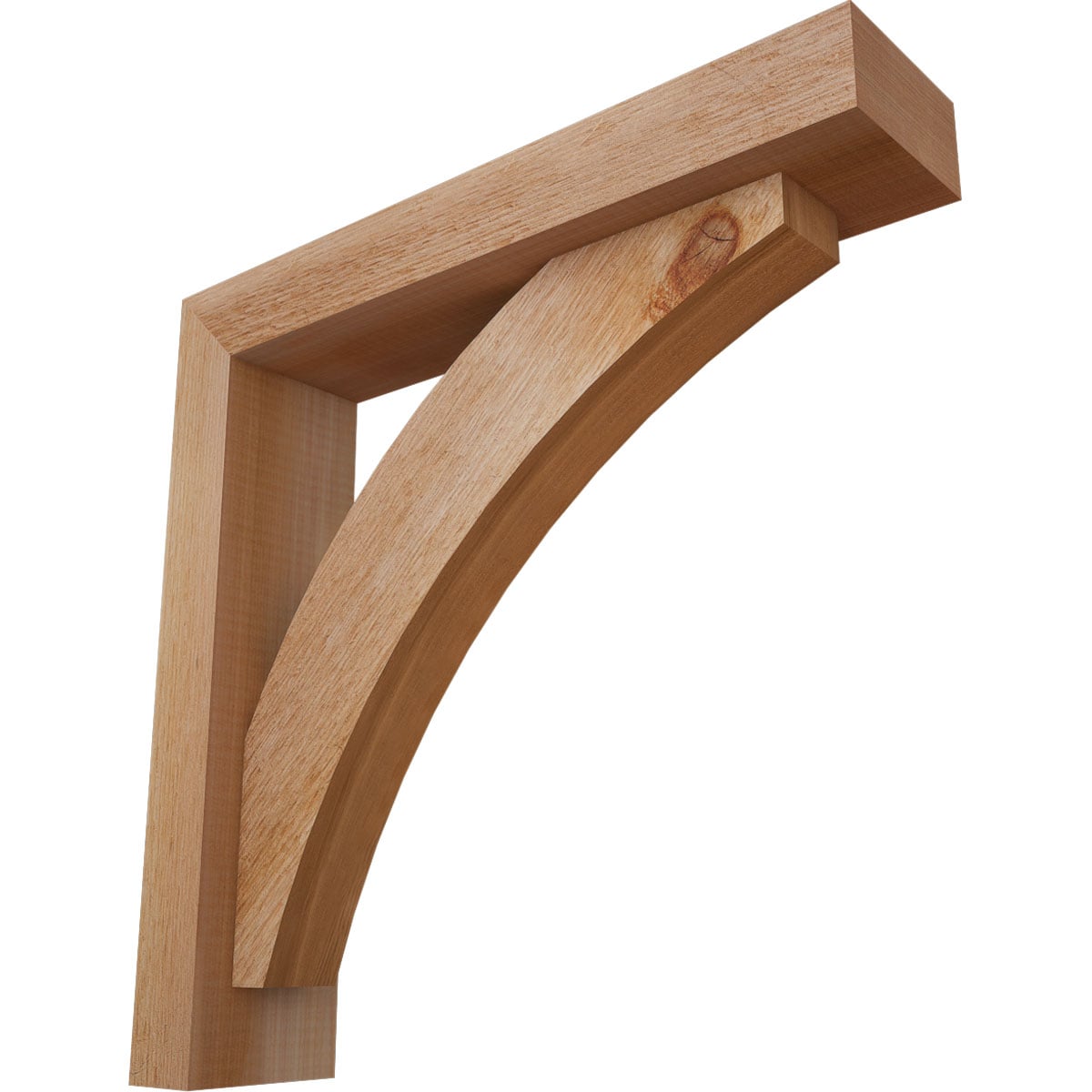 Ekena Millwork 1463812 Thorton Block Rough Sawn Bracket with Offset Brace 4-in x 18-in x 18-in Western red cedar Brown Wood Standard bracket