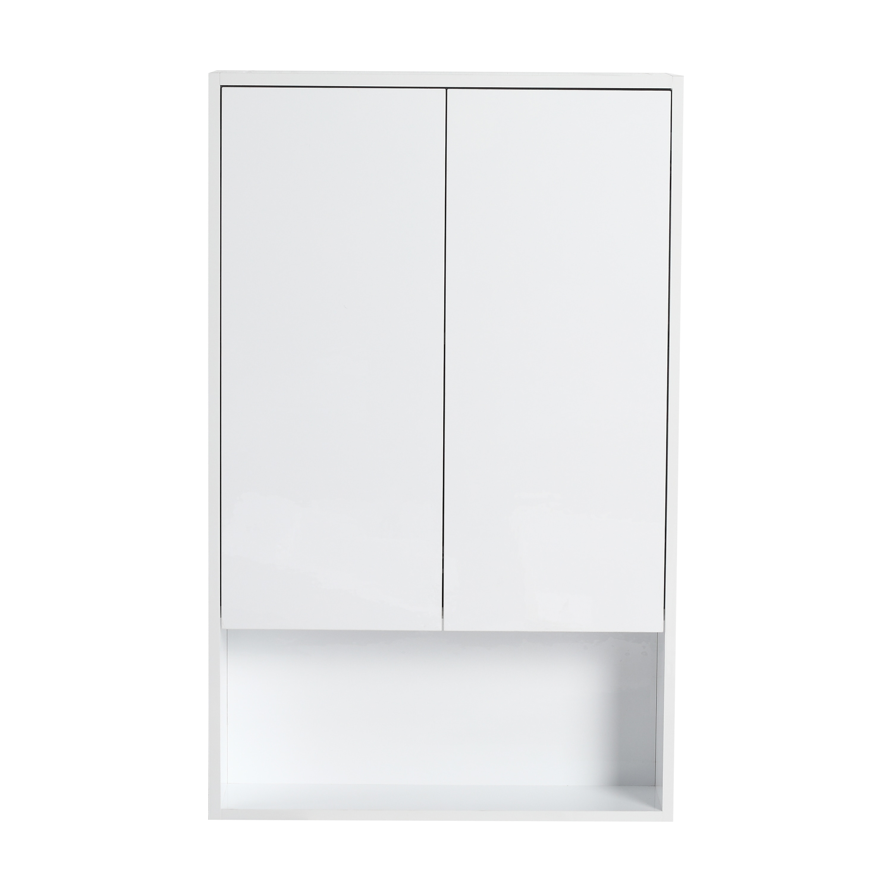 BBLLWJ Wall Mounted Tall Bathroom Storage Cabinet with Double Doors and Open Shelf Modern Bathroom Linen Side Organizer