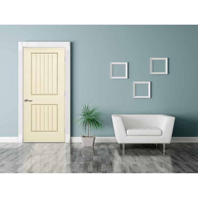 ReliaBilt Corvado 24-in x 80-in Cream-N-Sugar 2-Panel Square Hollow Core Prefinished Molded Composite Slab Door ReliaBilt Corvado 24-in x 80-in Cream-N-Sugar 2-Panel Square Hollow Core Prefinished Molded Composite Slab Door