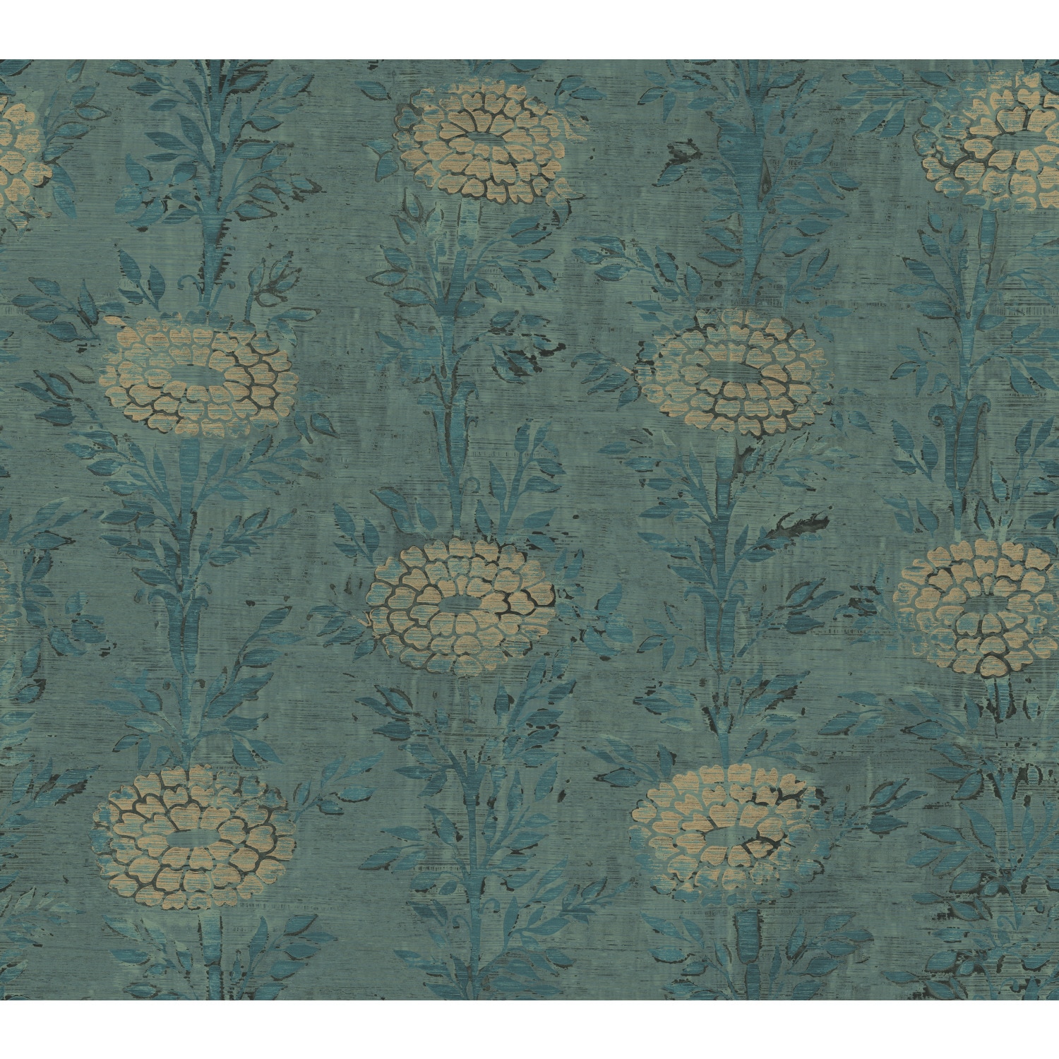 York Wallcoverings AF6519 Ronald Redding Designs Tea Garden 60.8-Sq. Feet Teal Non-woven Ivy/Vines Unpasted Wallpaper