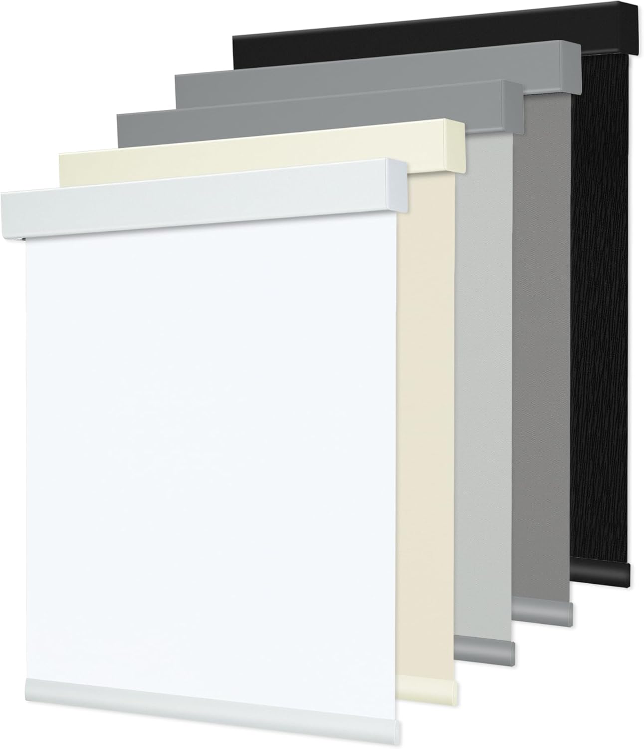 EFCUT 38-in W x 72-in H White Cordless Blackout Roller Shade with Square Cassette Valance for Bedroom Office and Home Windows