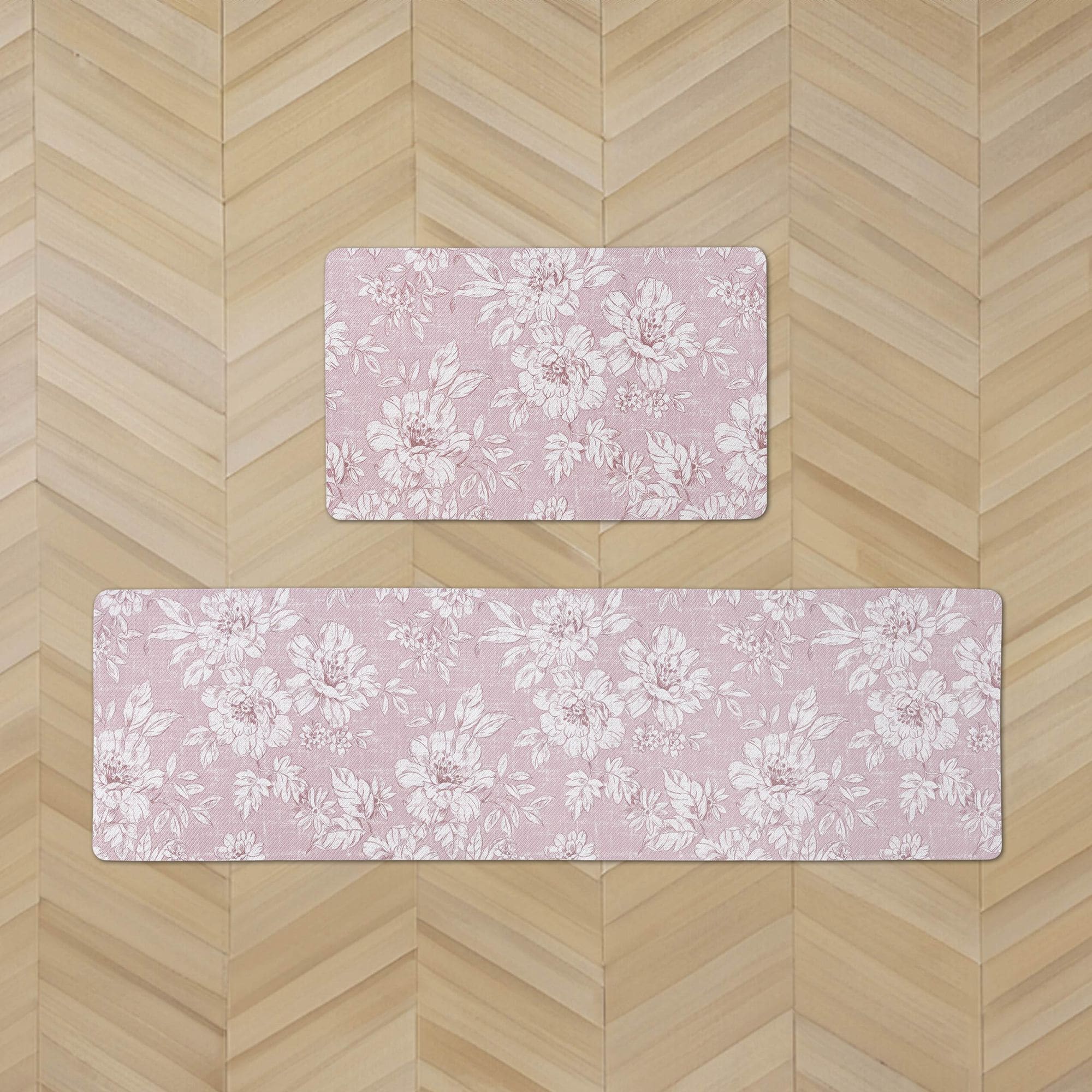 Laura Ashley - Iris 17.5 in x 60 in and 17.5 in x 28 in Kitchen Mat Set