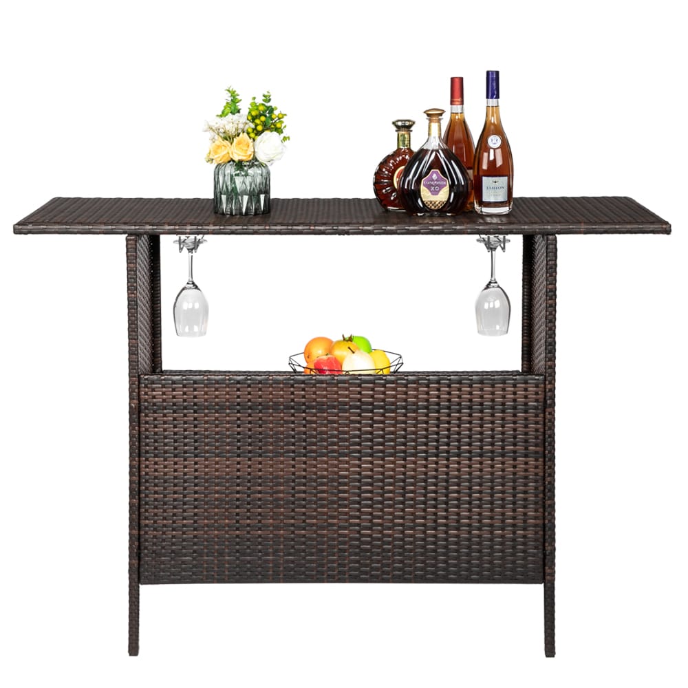 Winado LO2G56000346 Bar Table Rectangle Wicker Outdoor Bar height 18.5-in W x 55.11-in L
