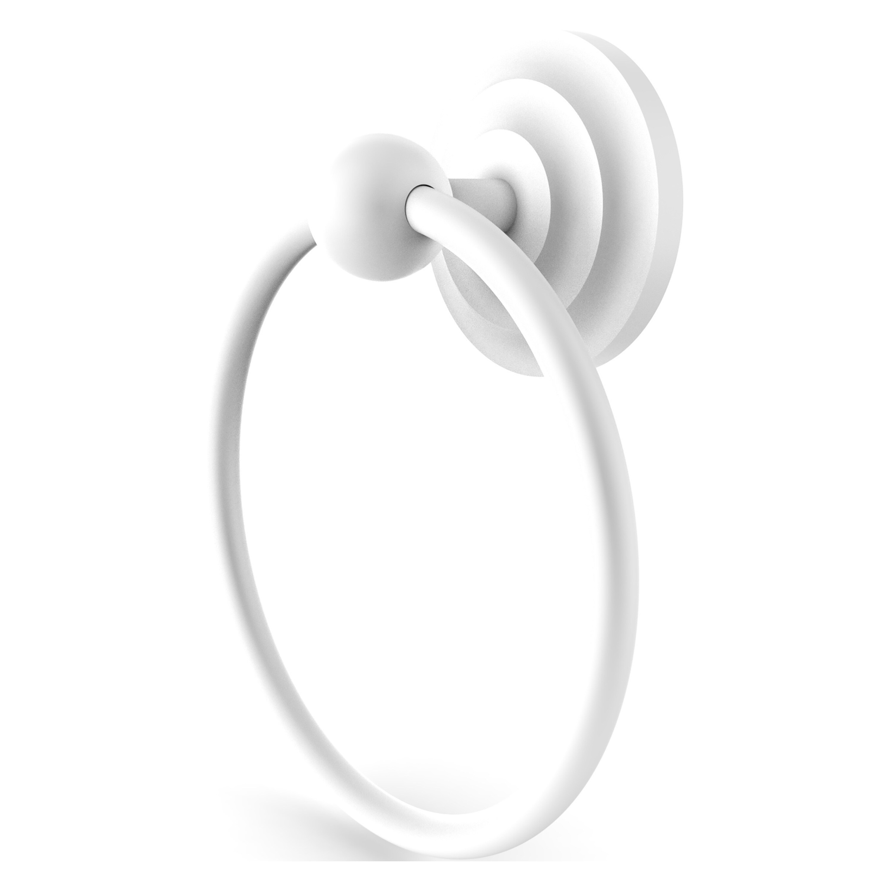 Allied Brass PQN-16-WHM Prestige Que New Matte White Wall mount Single Towel Ring