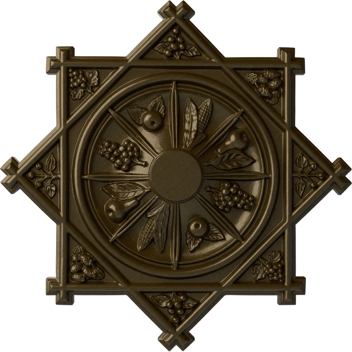 Ekena Millwork CM38ANBRS Antilles 38.25-in W x 38.25-in L Painted Brass Polyurethane Whole Ceiling Medallion