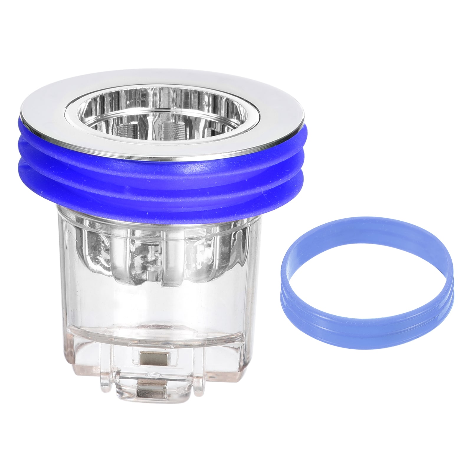 Unique Bargains Odor Proof Floor Drain for 1.5Inch-1.7Inch Holes Toilet Floor Drain Backflow Preventer with Basket for Pipes Tubes in Toilet Bathroom Silver Tone Blue