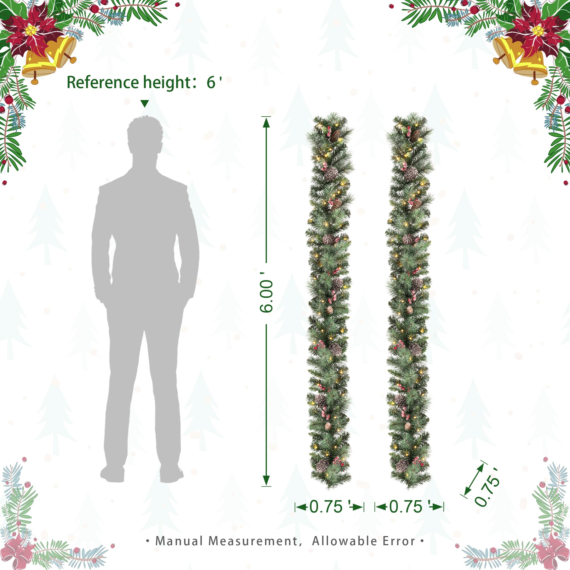 Glitzhome 2016000030 Artificial-Christmas-Garland - View #9