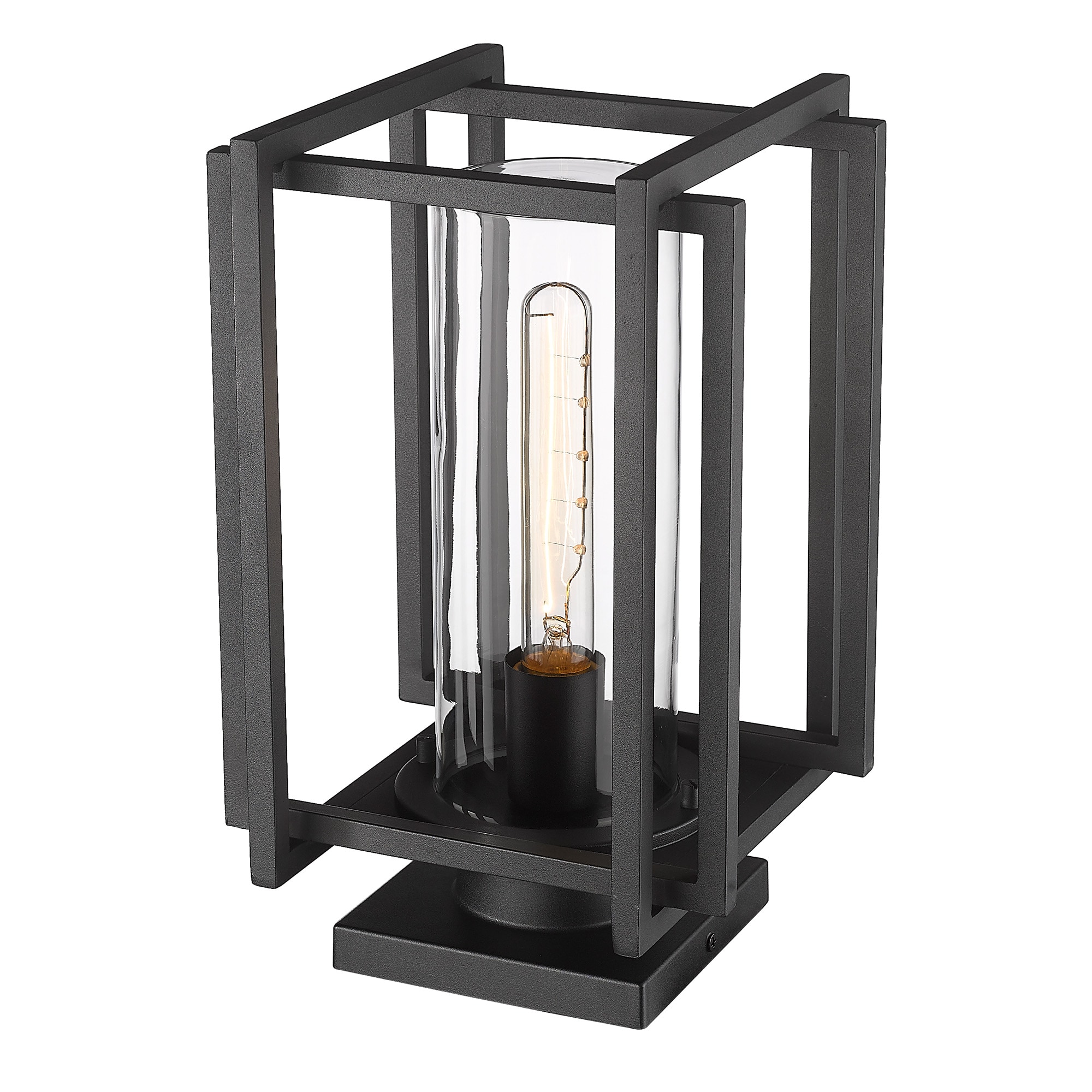 Tribeca Natural Black Geometric Outdoor Pier Mount Light