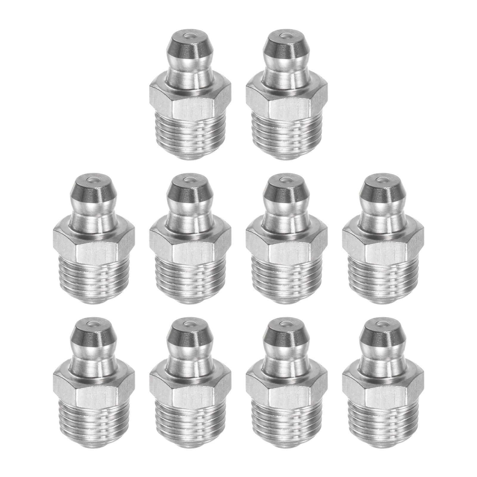 Unique Bargains 304 Stainless Steel Straight Grease Fitting M10 x 1mm Thread Hydraulic Grease Fitting Accessories 10pcs