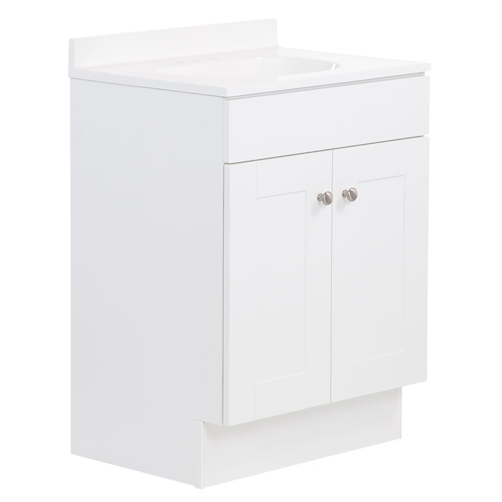 Project Source 24 in White Single Sink Bathroom Vanity with White