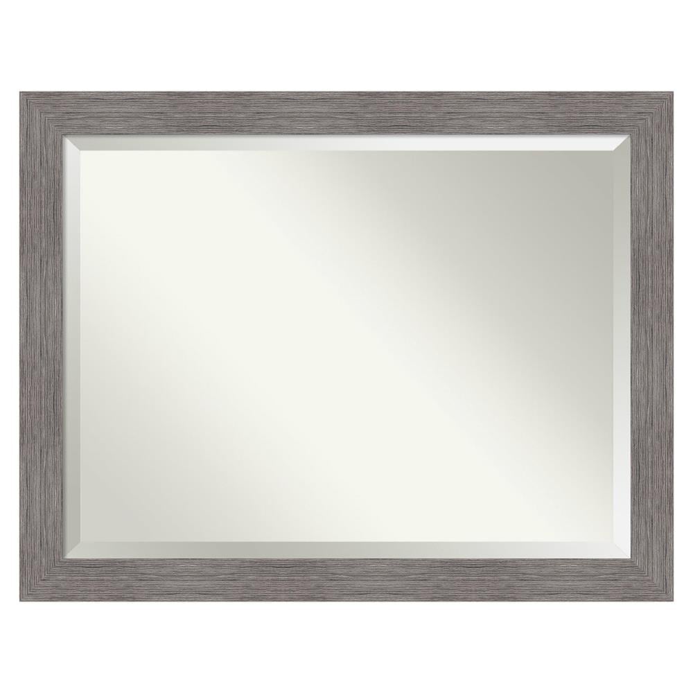 Amanti Art DSW4960993 Pinstripe 45.5-in x 35.5-in Framed Rectangle Bathroom Vanity Mirror ( Distressed Grey )