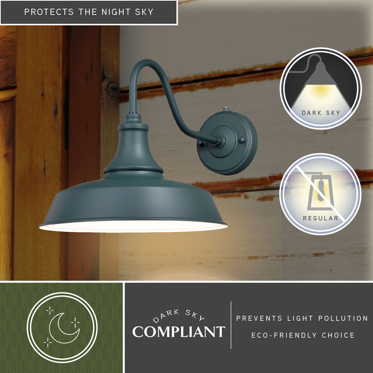 Dorado Hunter Green and White Steel Outdoor Barn Light