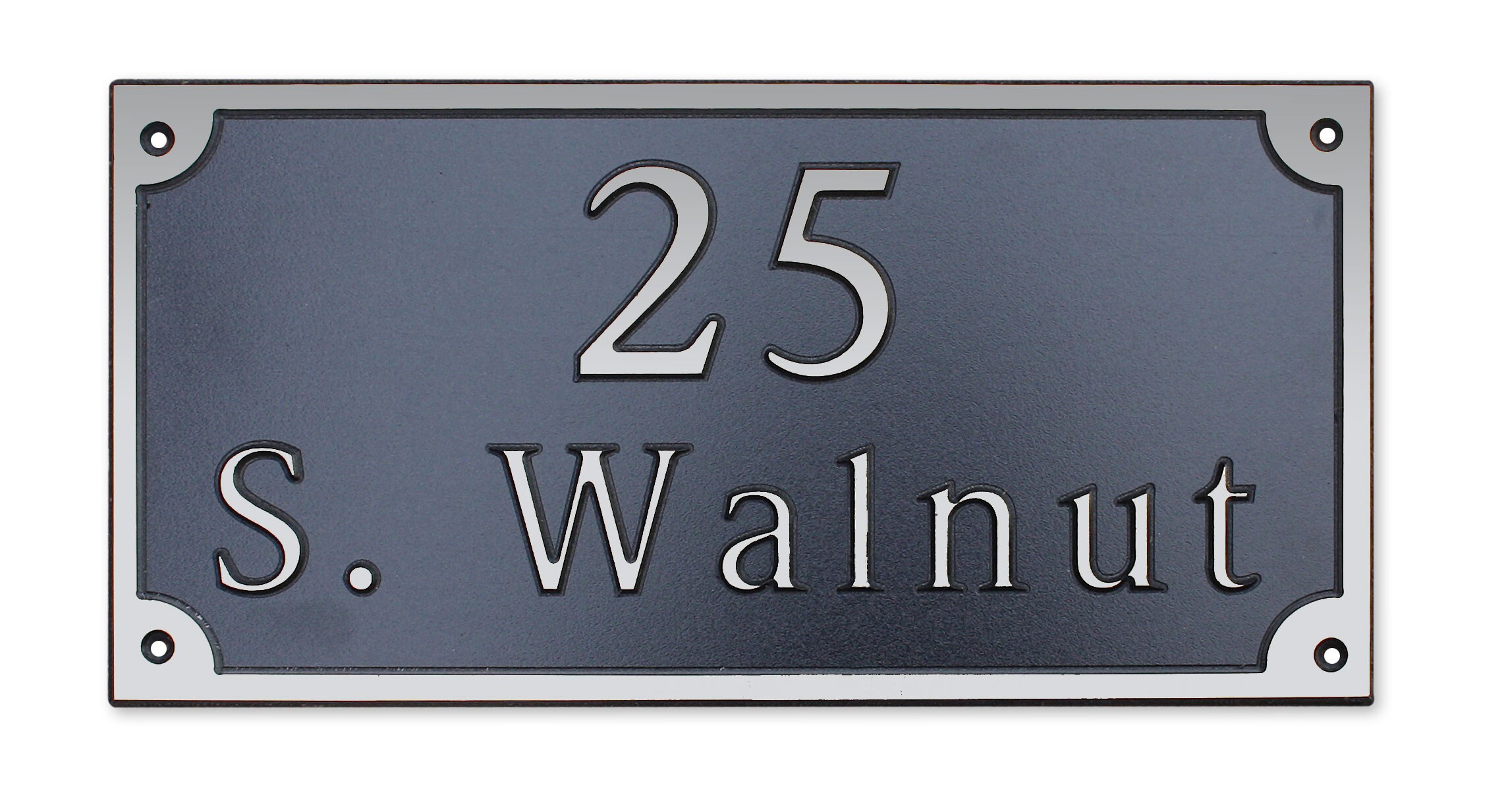 Dekorra 651H-L-NB Brantwood-Medium 8-in H x 16-in W Nickel On Black Plastic Address Plaque