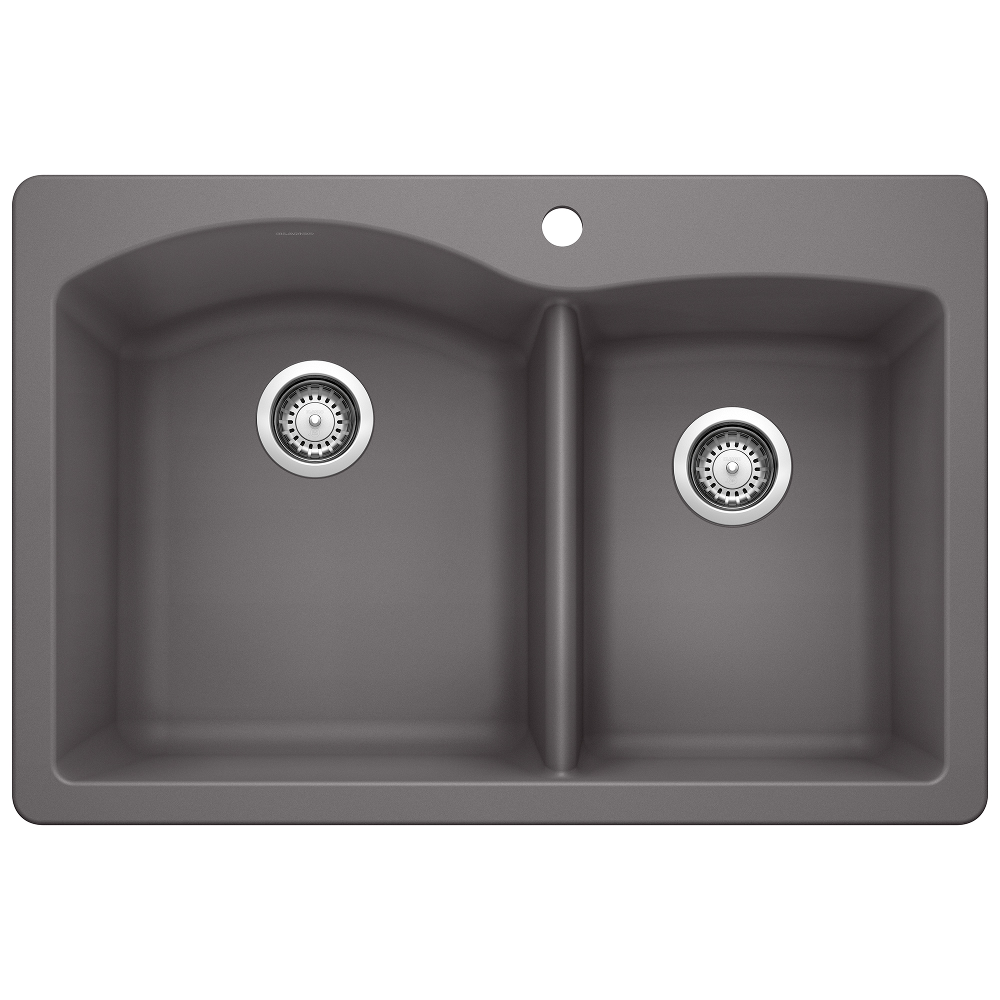 BLANCO 441465 Diamond Silgranit Dual-mount 33-in x 22-in Granite Double offset bowl 1-Hole Kitchen Sink