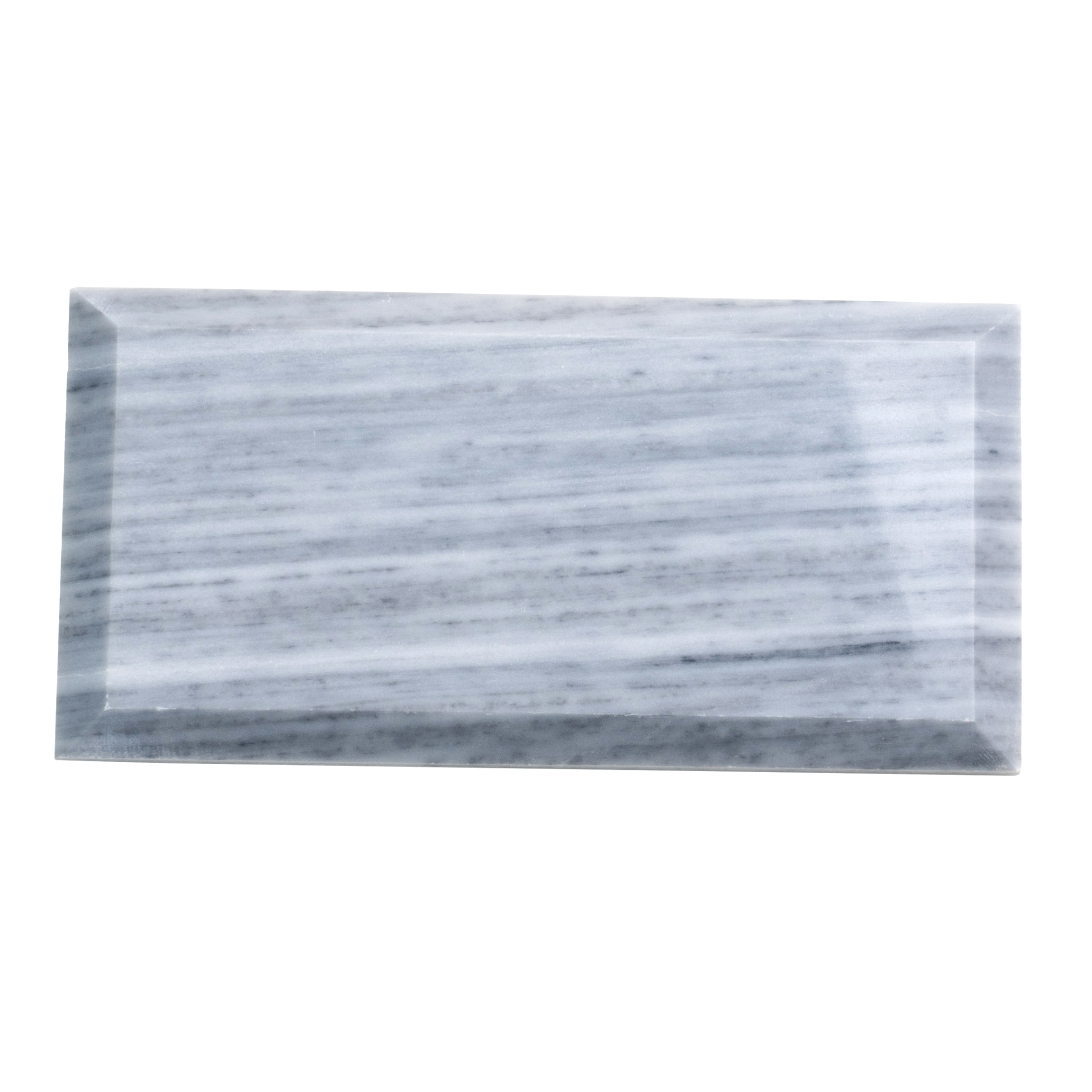 Gray 3" x 6" Beveled Polished Marble Subway Tile