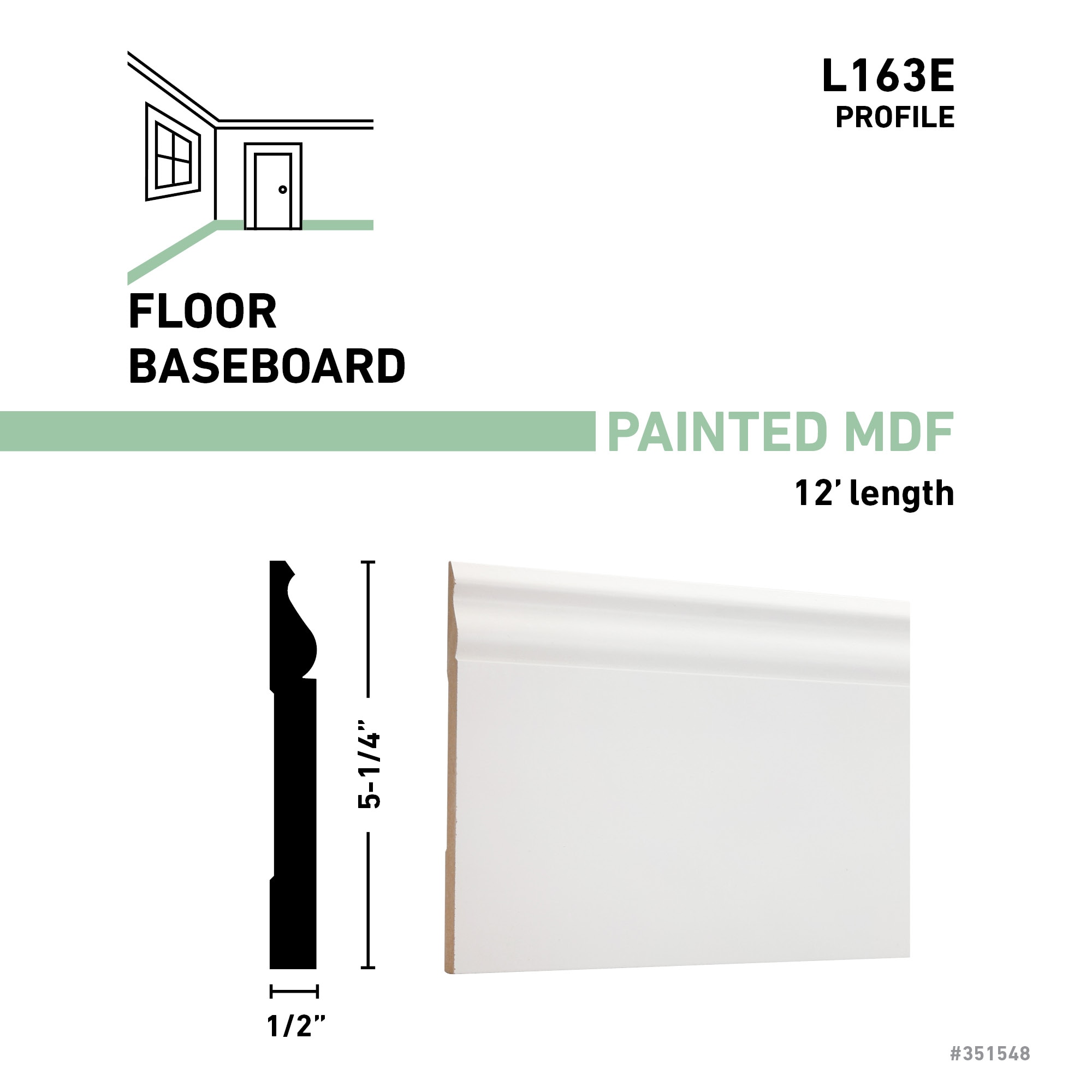 RELIABILT 163E12FBDWH Baseboard-Moulding - View #3