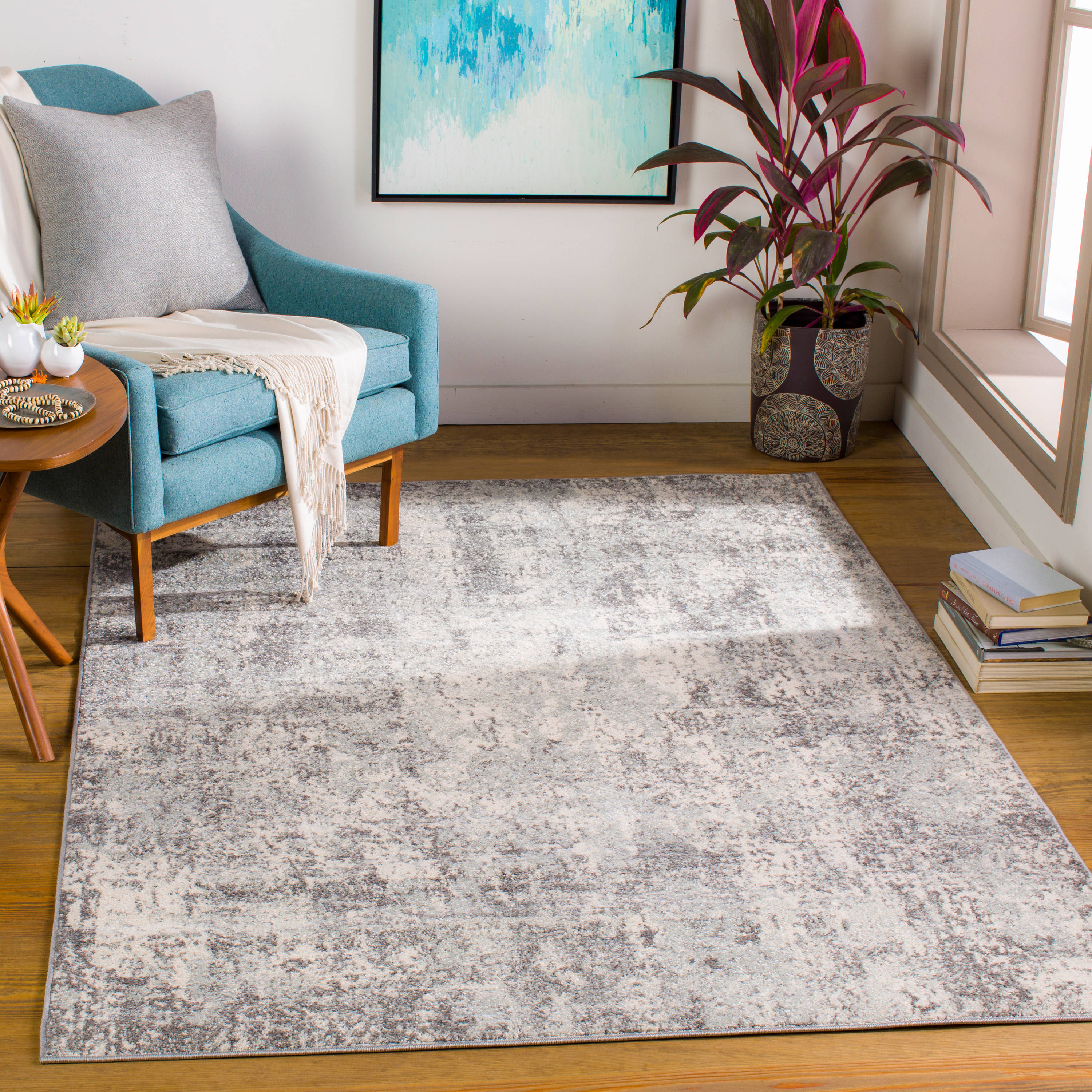 Surya CHE2357-5373 Chester 5 x 7 (ft) Woven Polypropylene Medium Grey Rectangular Indoor Abstract Mid-Century Modern Area rug