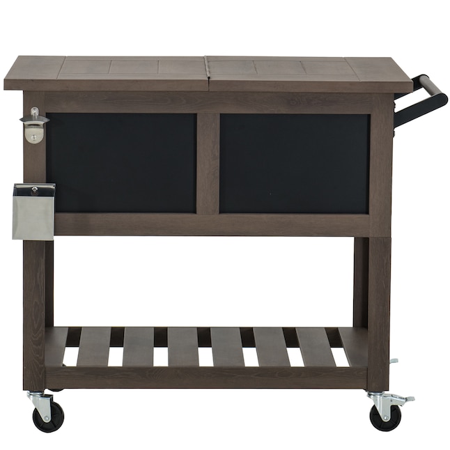 Sunjoy Insulated Beverage Cooler - 80 Quart Capacity - Steel Construction -  Brown Wood Grain Finish - Chalkboard Front - Locking Casters in the Beverage  Coolers department at