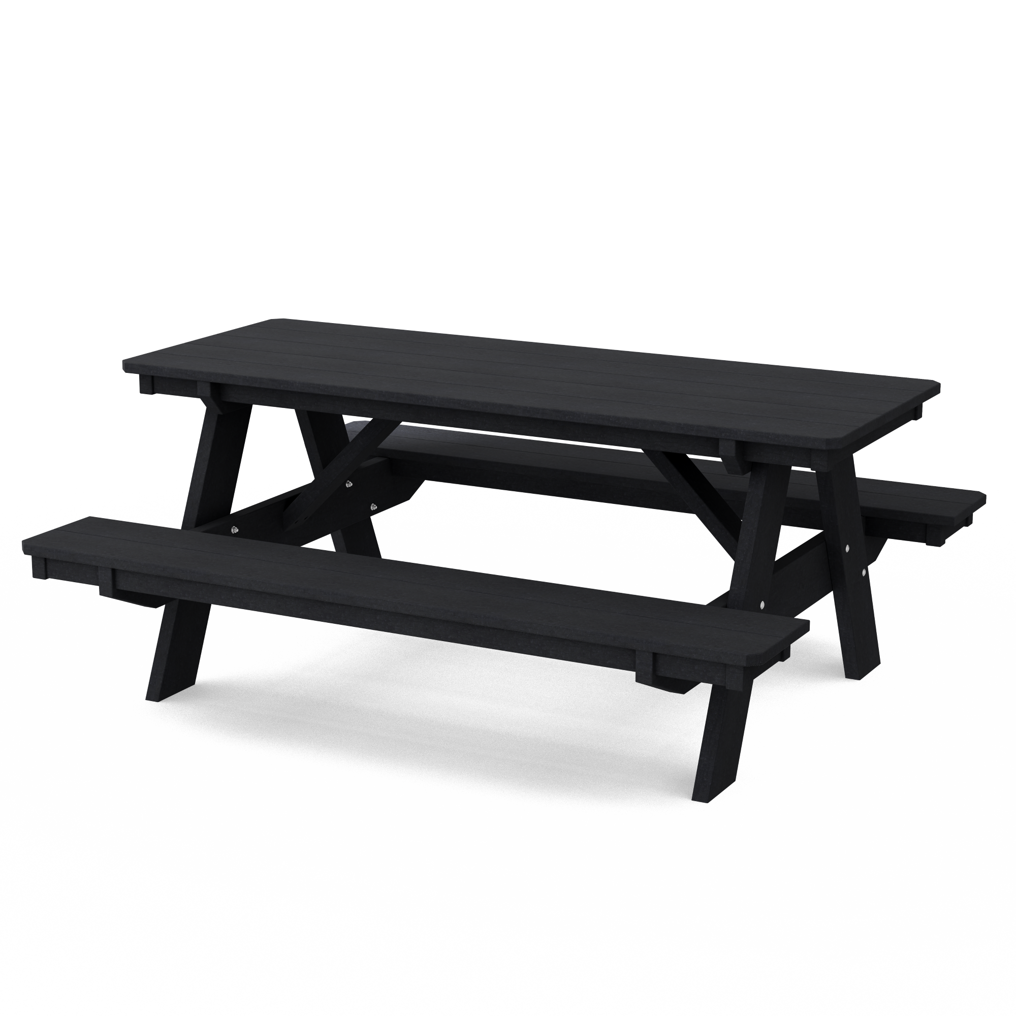 Black 72'' Recycled Plastic Picnic Table with Benches