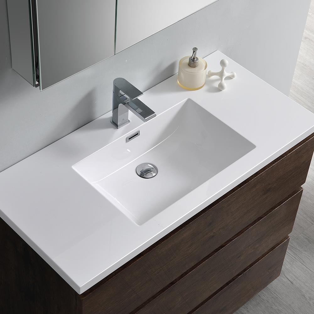 Fresca Lazzaro 40-in Rosewood Single Sink Bathroom Vanity with White ...