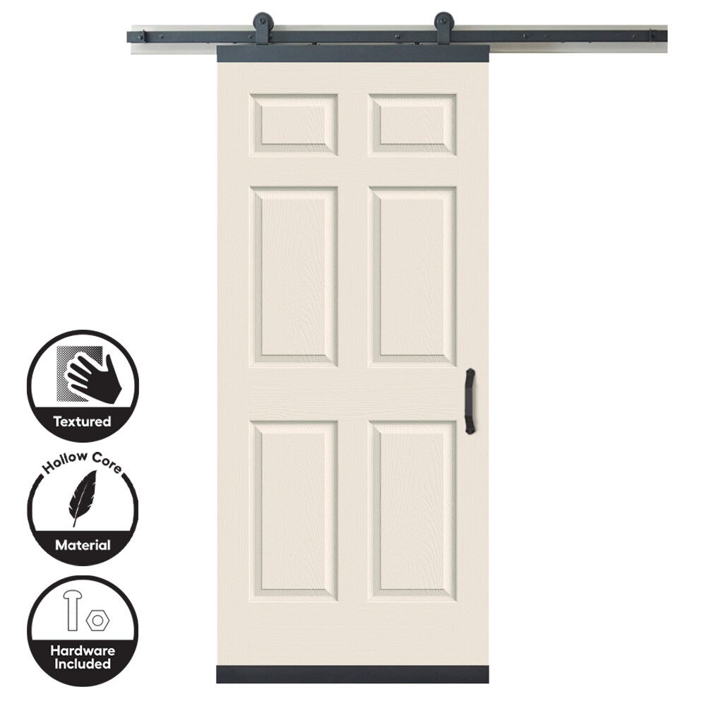 American Building Supply Colonist textured SC 36-in x 80-in Primed 6-Panel Unfinished Molded Composite Single Barn Door (Hardware Included)
