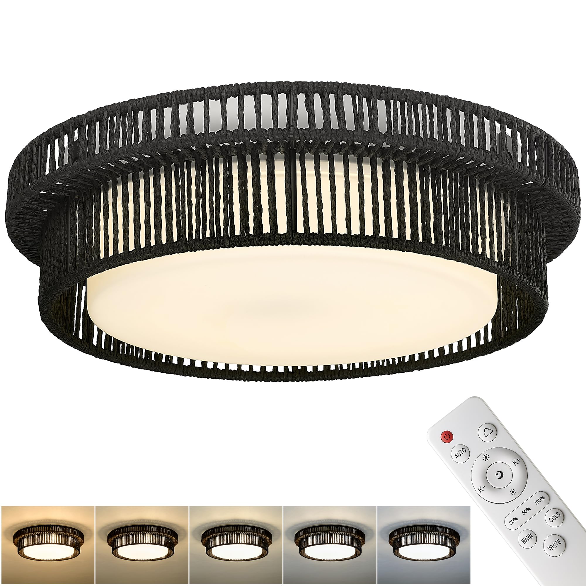 LTMATE LS5HYS78LF-LED BK Flush Mount 1 -Light 17.8-in Black Integrated LED Flush Mount Light