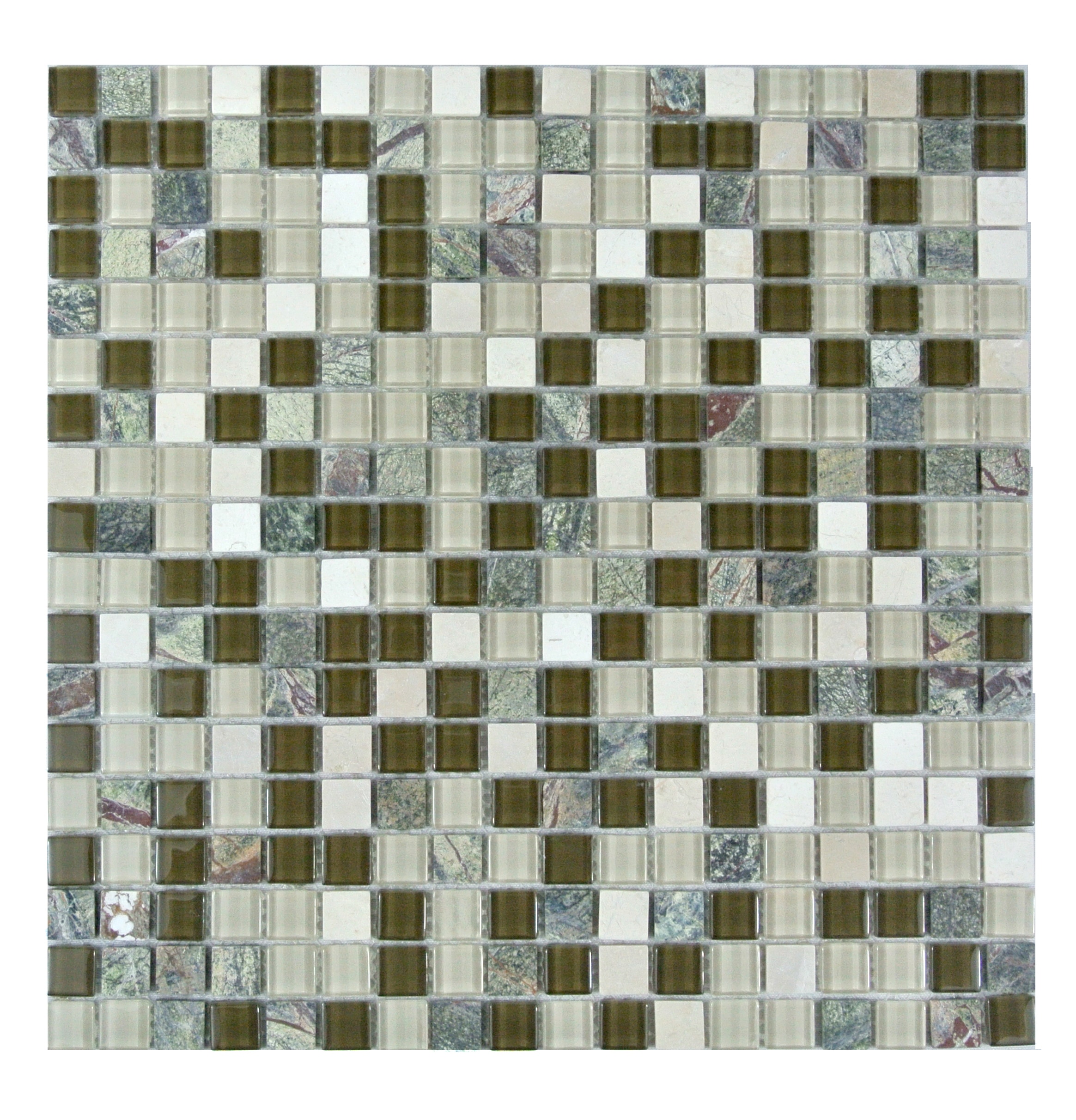 Abolos LWSCSS5858-FW Crystal Stone Forrest Balk Beige 12-in x 12-in Multi-finish Glass Stone look Mosaic Wall Tile ( 15-sq ft Carton )