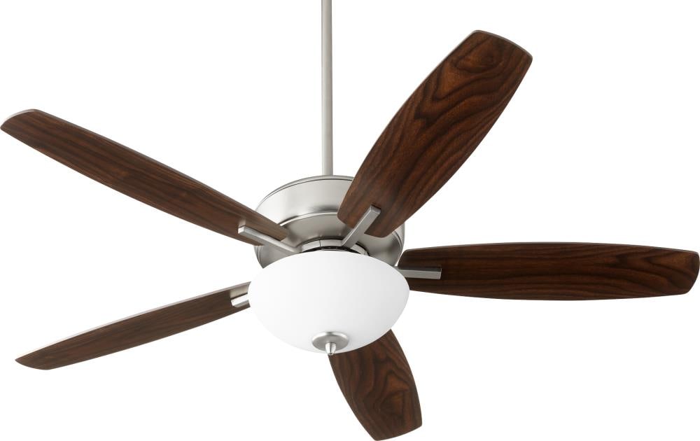 Quorum International 70525-65 Breeze 52-Inches Satin Nickel with Silver Blades Indoor Downrod mount Standard Ceiling Fan With Light ( 5 -Blade)