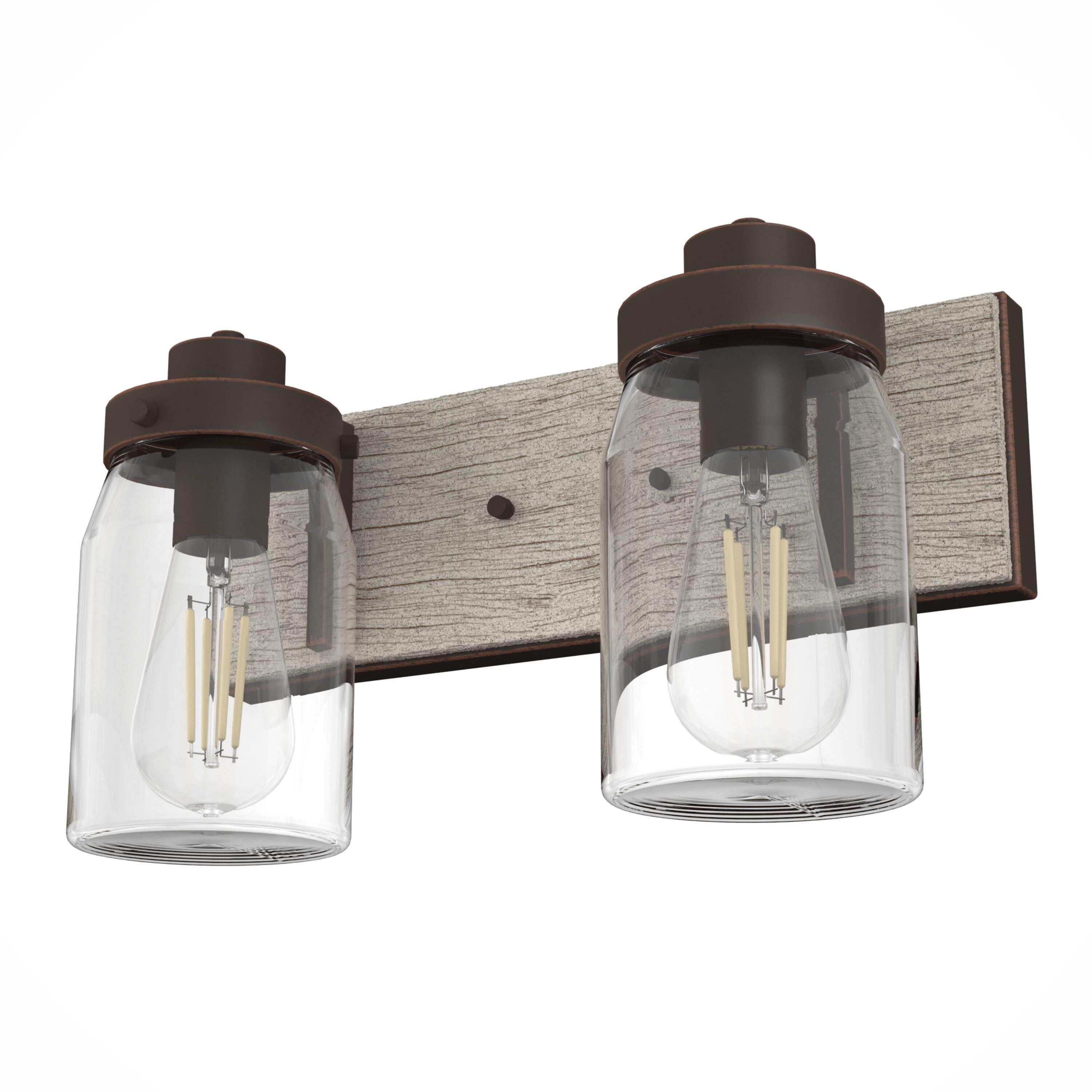 Hunter 48018 Devon Park 14.75-in 2 -Light Satin Brown Rustic Vanity light