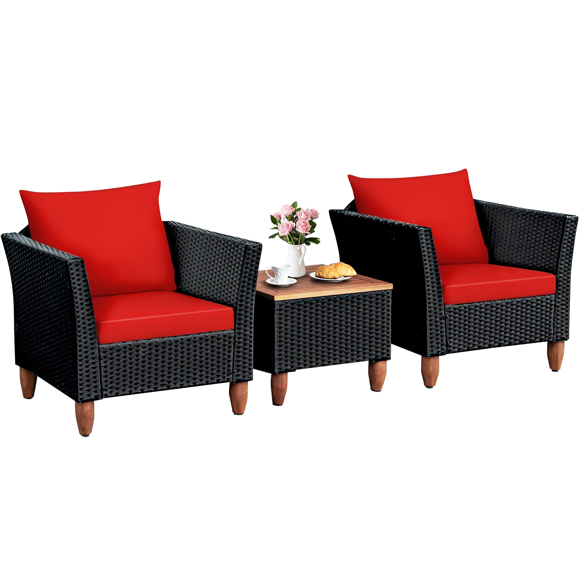 3 Pieces Outdoor Patio Rattan Furniture Set Patio Furniture At Lowes.com