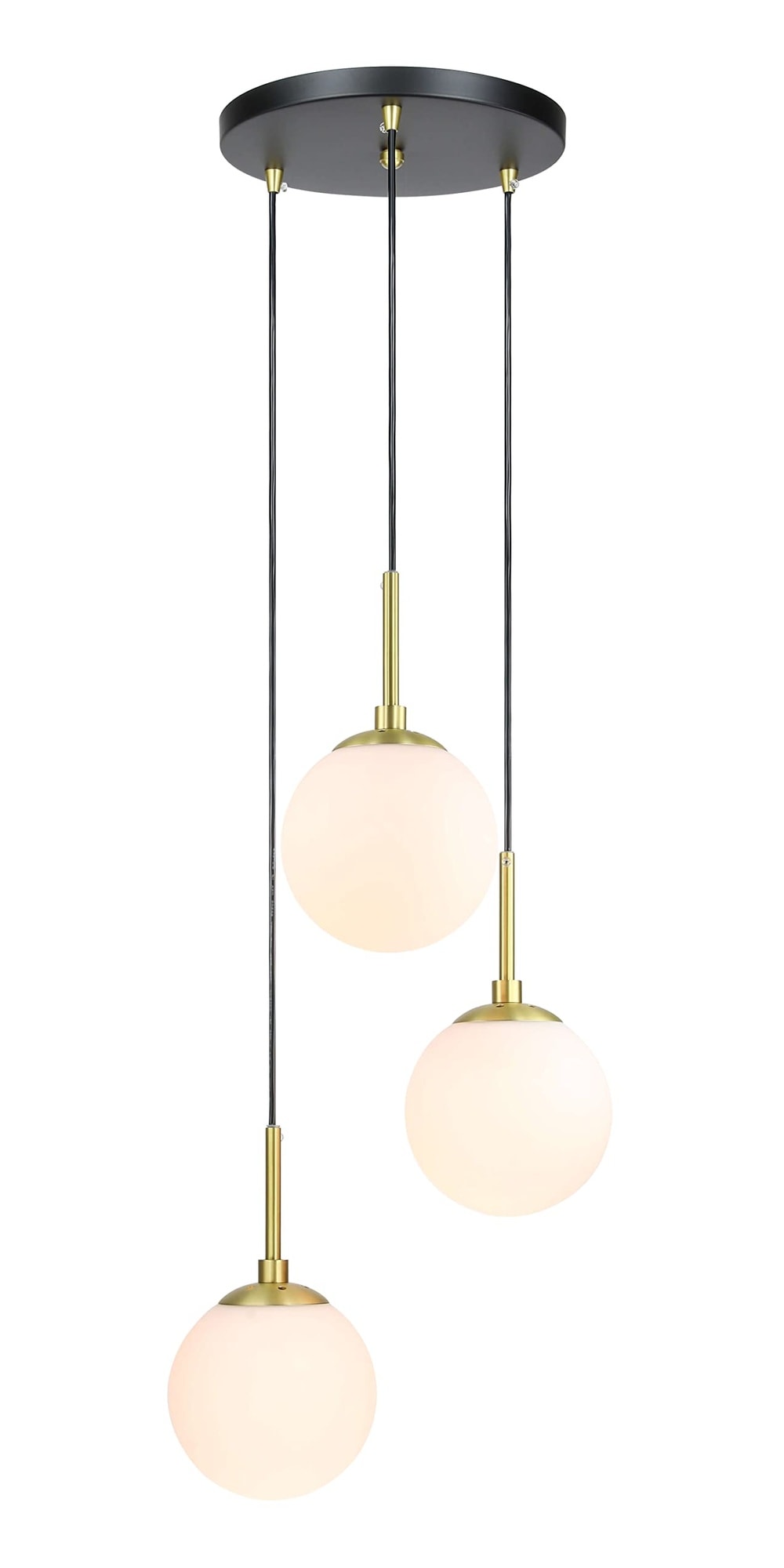Yichuhaoxi  3 Light Globe Cluster Pendant Light Modern Adjustable Hanging Chandelier for Kitchen Island Stairwell and Living Room Black Brass