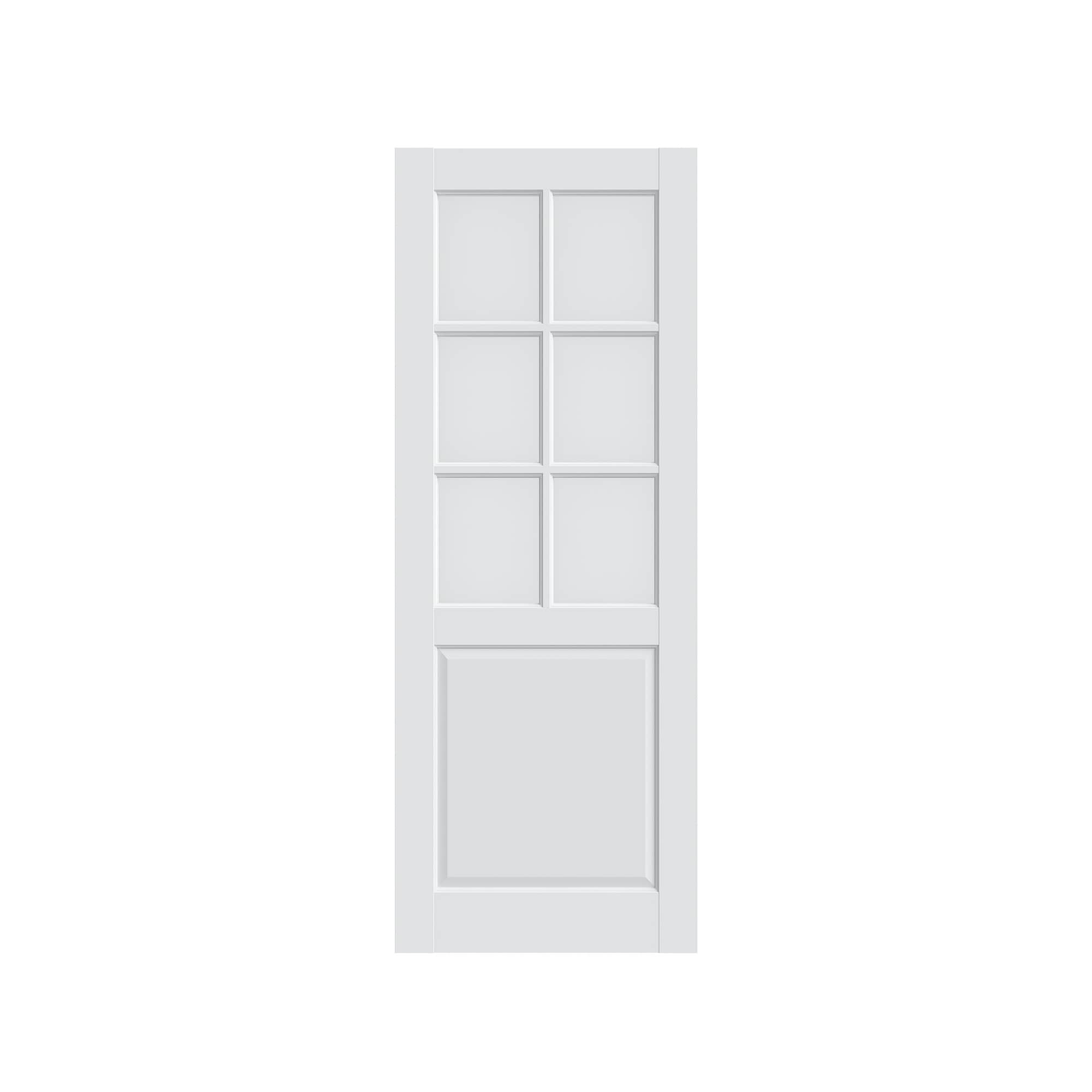 TITANKIT PRO 28-in x 80-in 6-Lite Clear Glass 1-Panel Solid Pine Core White Primed Interior Slab Door
