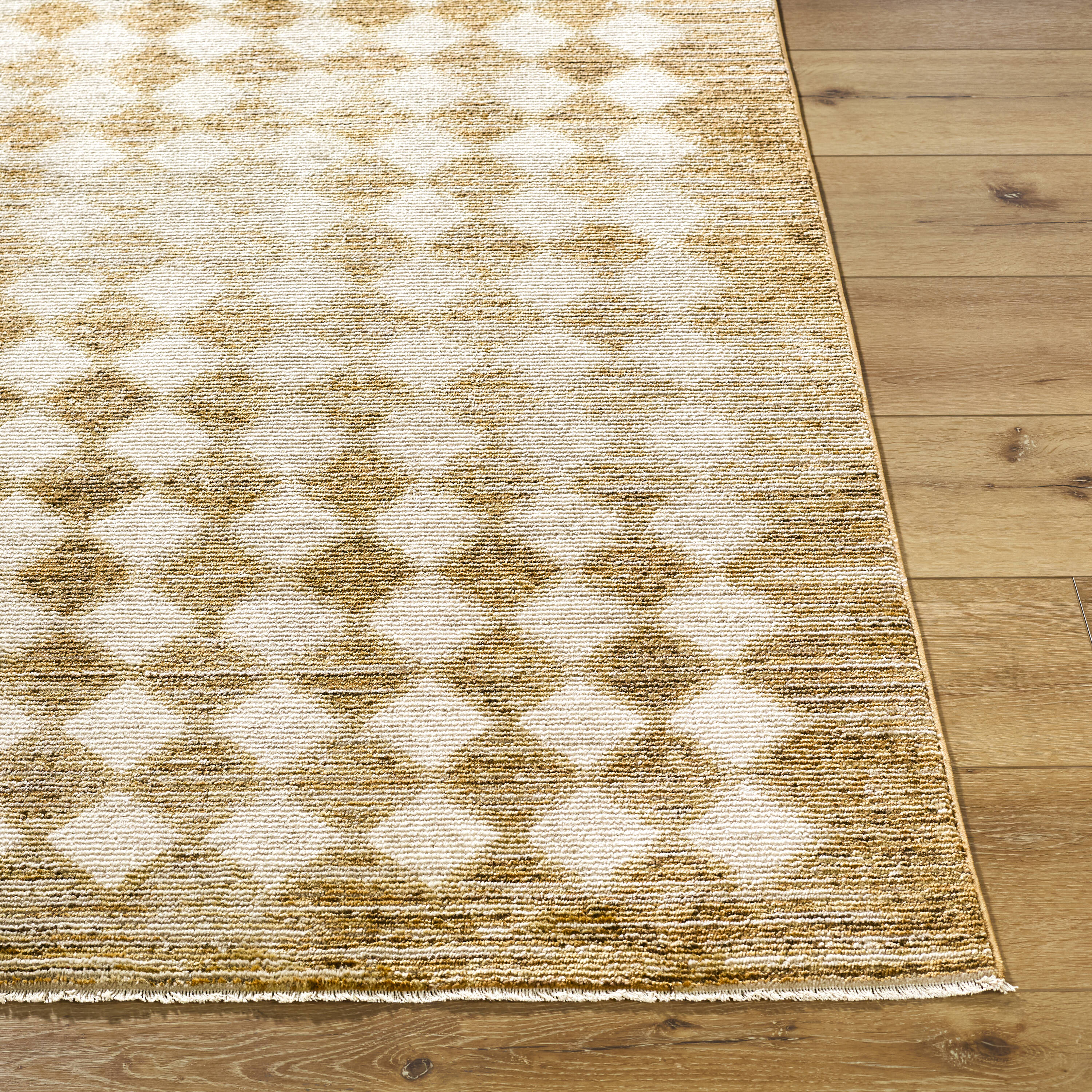 Myrtle Avenue Taupe and Cream Synthetic Checkered Area Rug