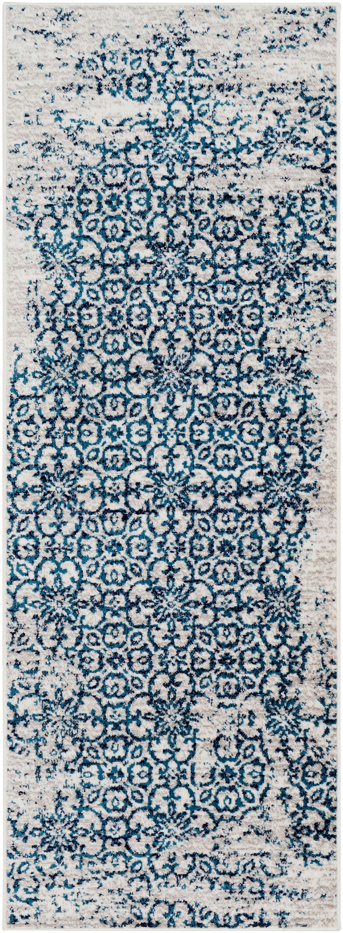 Surya MNC2304-2773 Monte Carlo 2 X 8 (ft) Grey/Navy Indoor Trellis Vintage Runner Rug