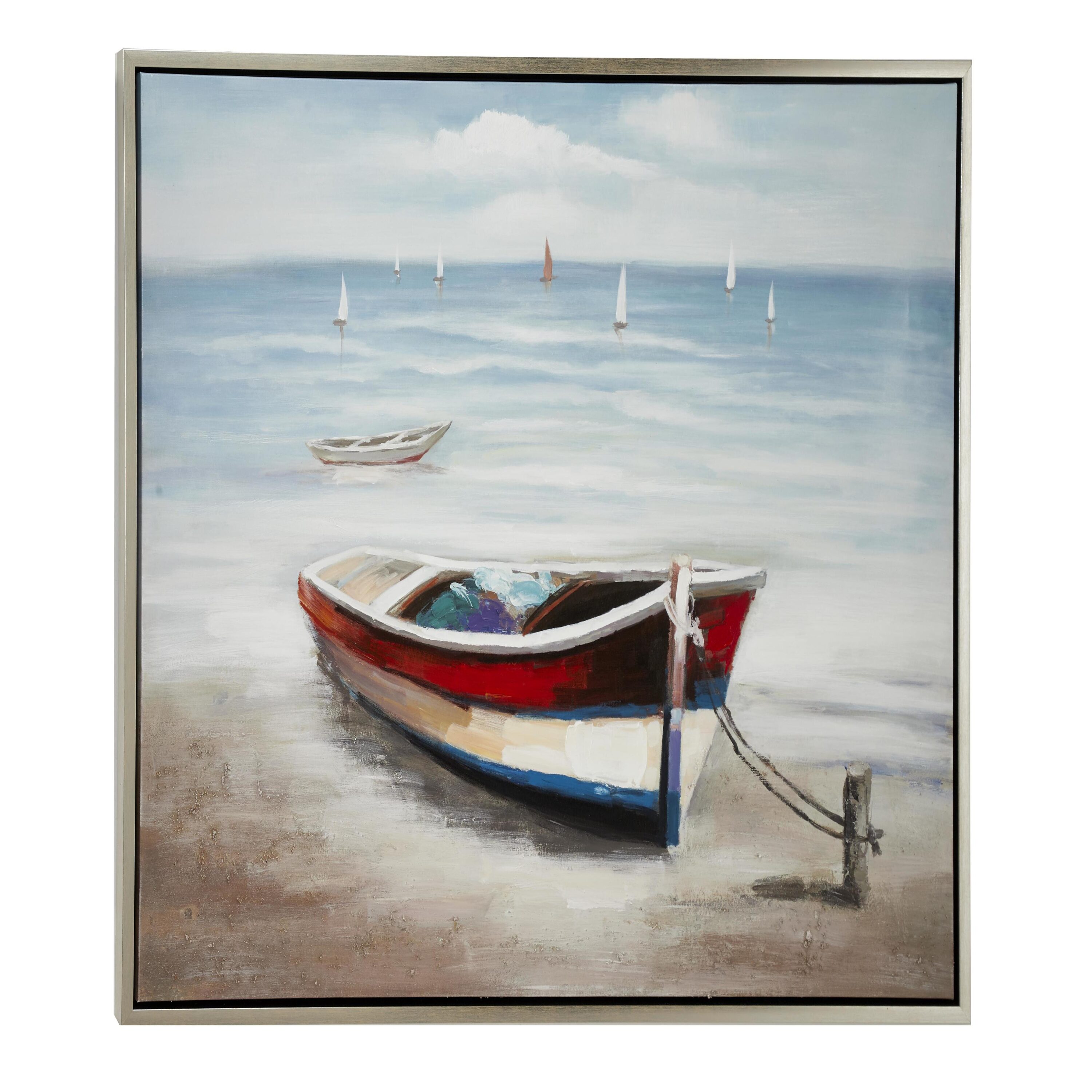 Multi Colored Nautical Acrylic Canvas Framed Wall Art