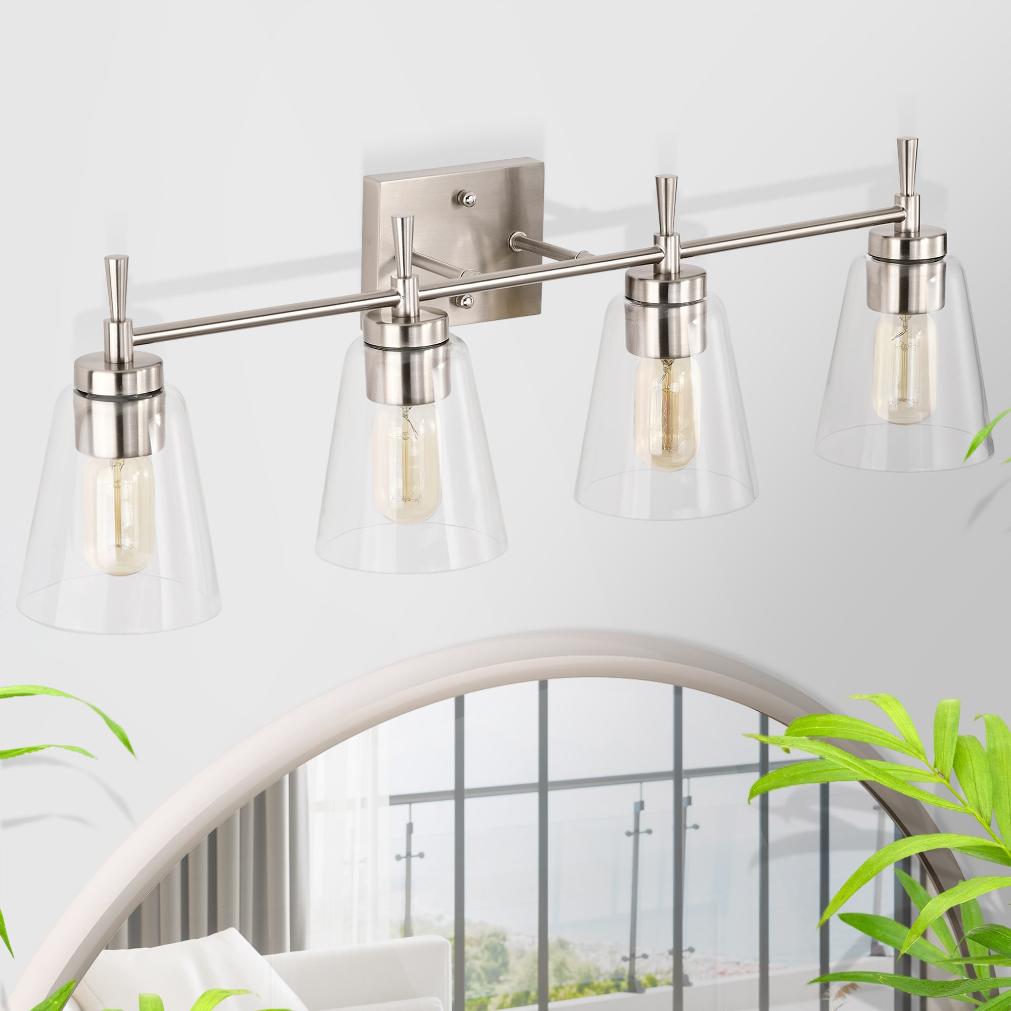 Edvivi EW6991BN Briarwood 30-in 4 -Light Brushed Nickel Modern/contemporary Vanity light