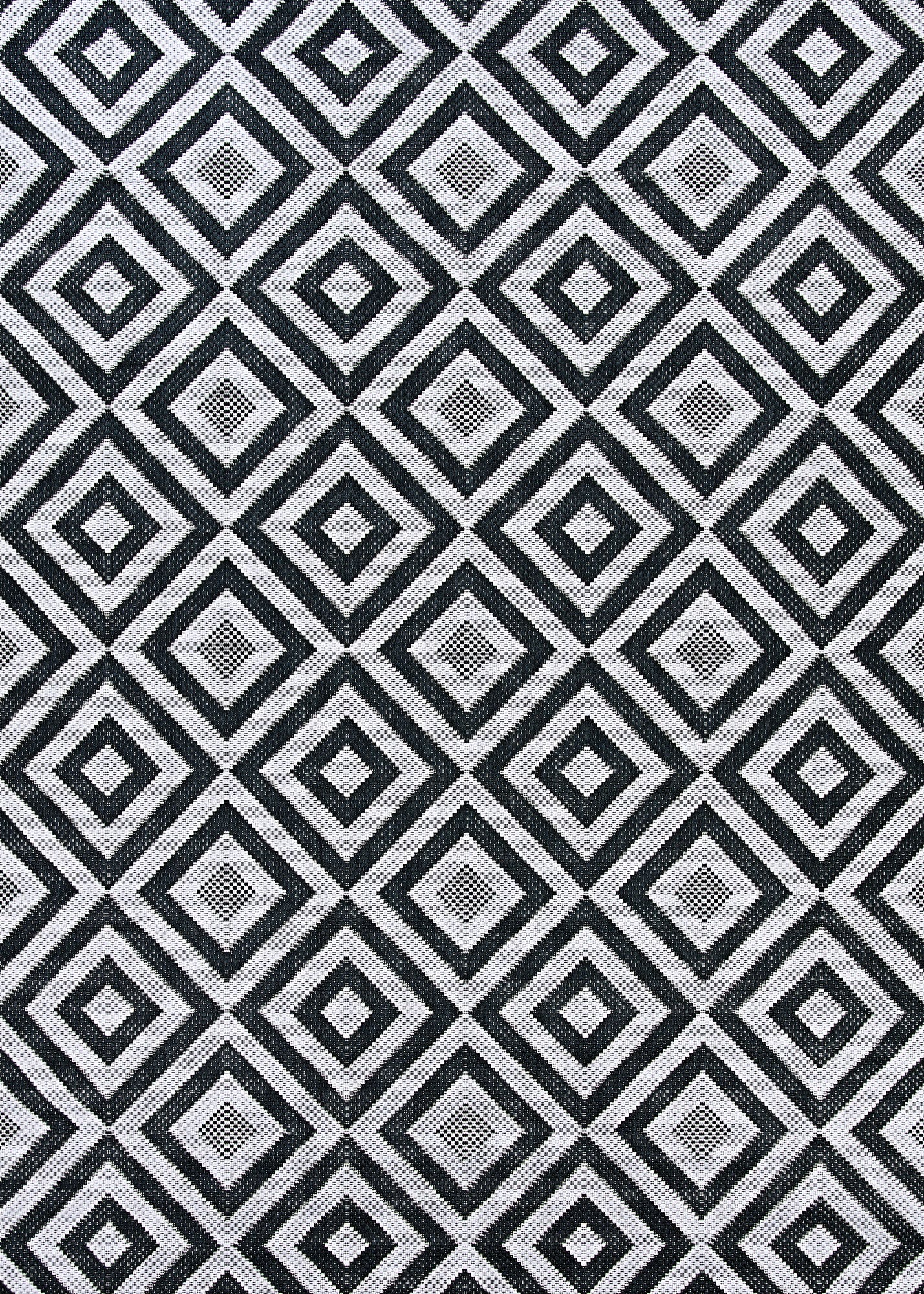 Black Geometric Flat Woven Synthetic Indoor/Outdoor Area Rug