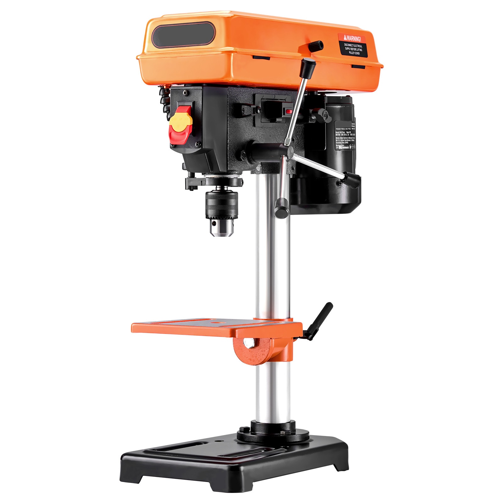 VEVOR 8 in Benchtop Drill Press  2.5A Induction Motor  Tabletop Drilling Machine with 620 / 1100 / 1720 / 2340 / 3100 RPM Adjustable Speed  0-45 degrees Tilting Worktable  LED Work Light  for Wood Metal