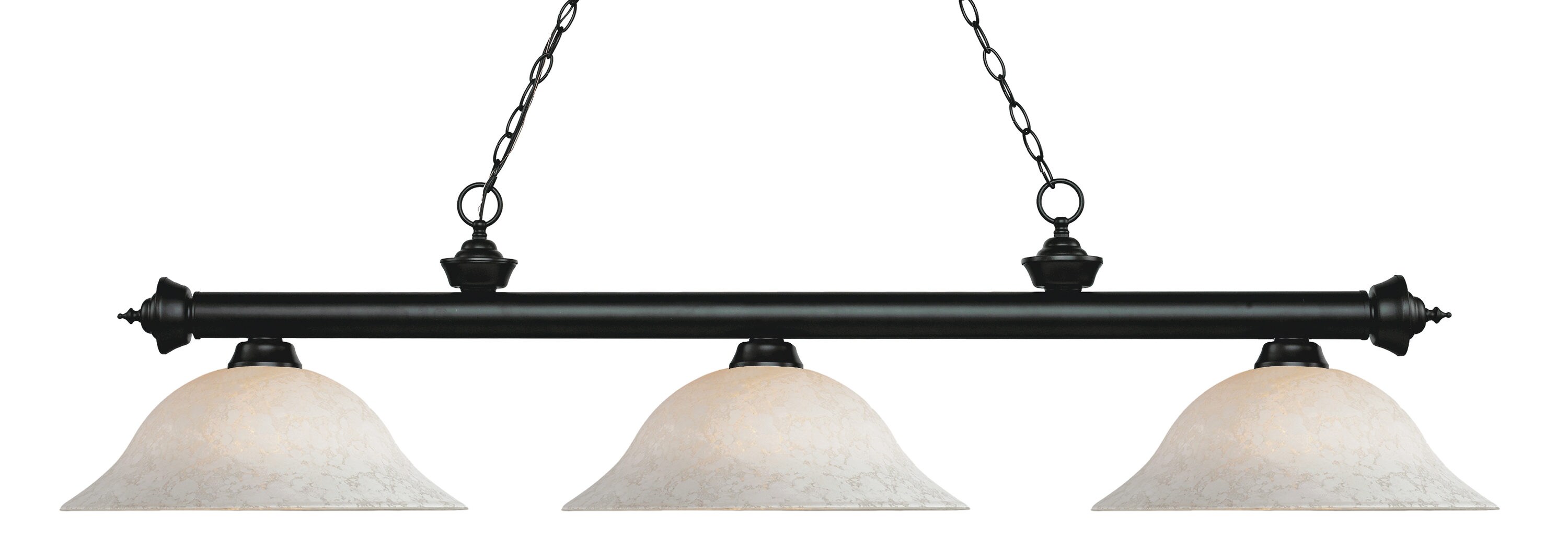 Z-Lite 200-3MB-WM16 Riviera Matte Black Incandescent Medium base (E-26) Pool Table Lighting