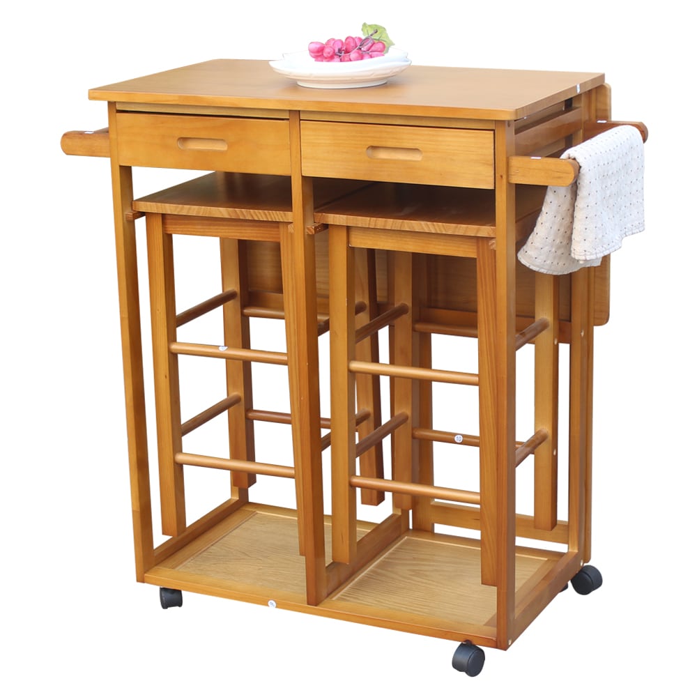 Winado 303868585109 Kitchen Cart Contemporary/Modern Burlywood Wood Pine Kitchen Hutch with Wine Storage