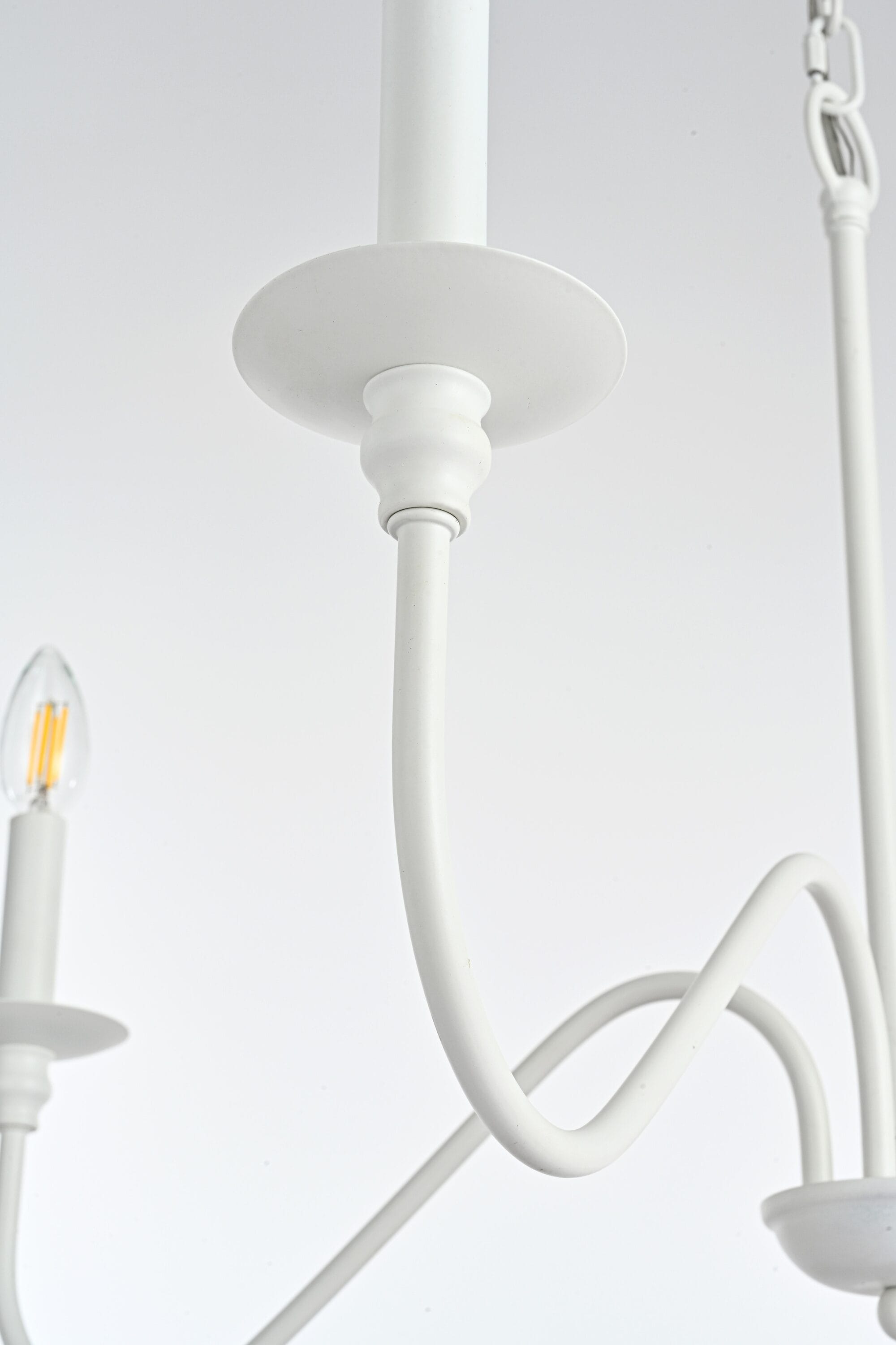 White Iron 6-Light Candle Chandelier with Adjustable Chain