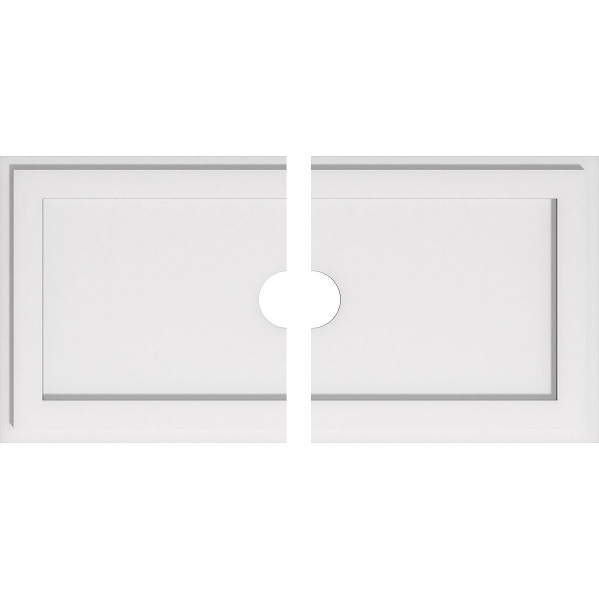 Ekena Millwork CMP30X15RE2-03000 Rectangle 30-in W x 15-in L Contemporary White PVC Split Ceiling Medallion