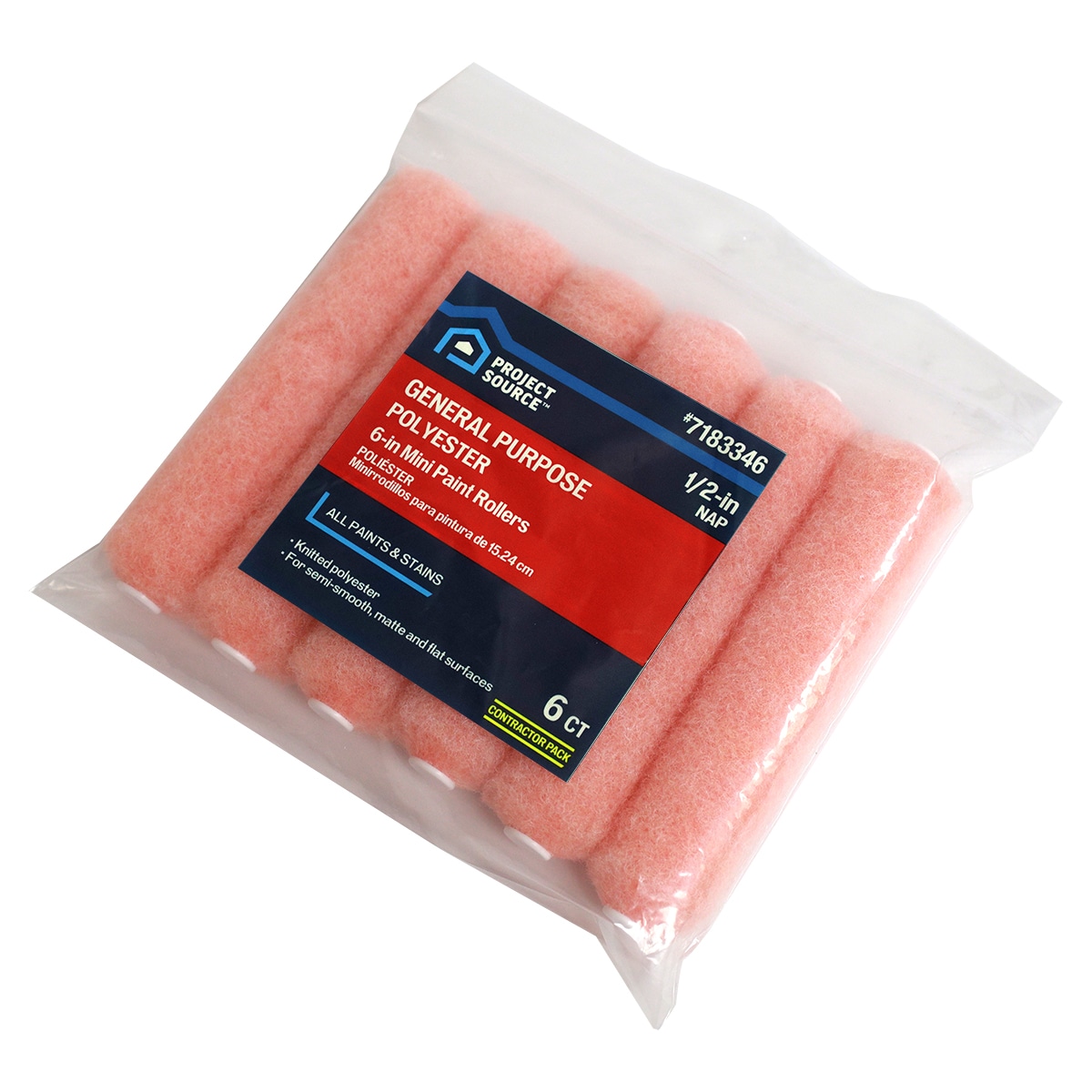Project Source 6 -Pack 6-in x 1/2-in Nap General Purpose Mini Knit Paint Roller Cover