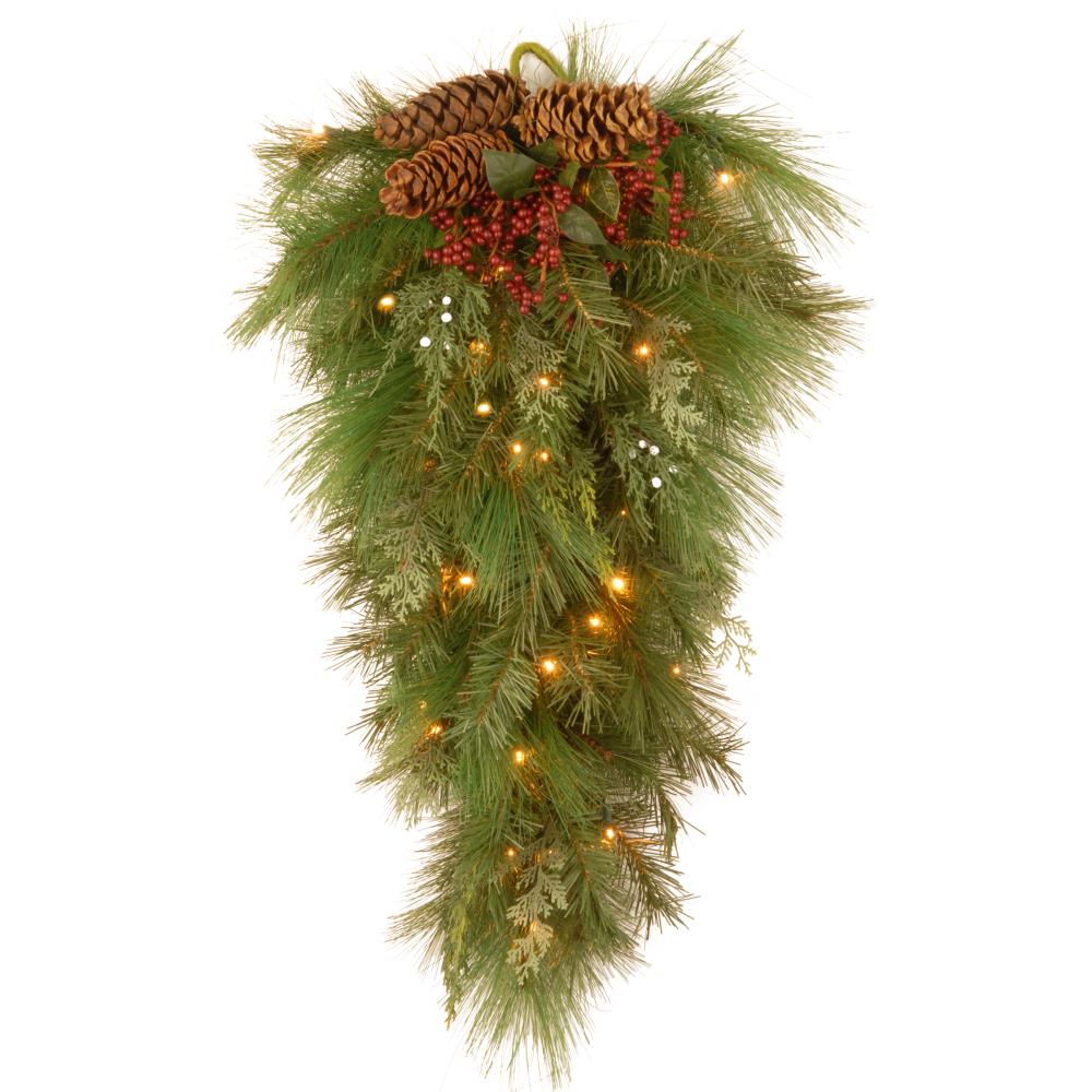 National Tree Company WHP13-300L-28B1 2.34-ft Pine Pre-lit Upside-down Artificial Christmas Tree with LED Lights