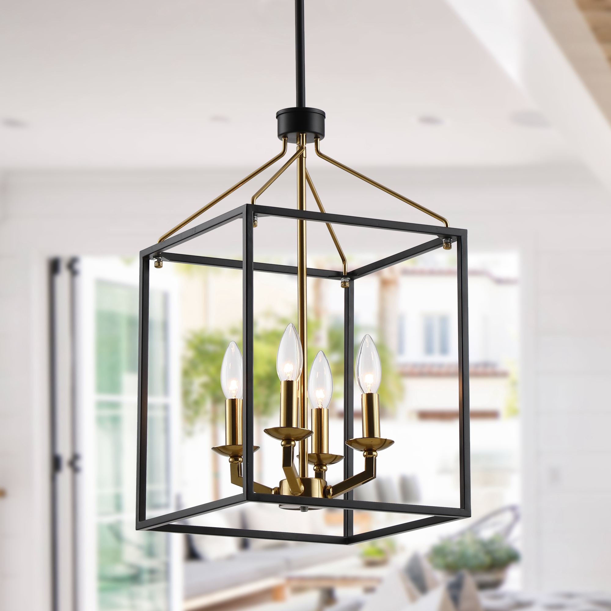 Parrot Uncle BBD2265-4GD 4 -Light Matte black and golden Modern/contemporary Linear Medium Hanging Pendant light