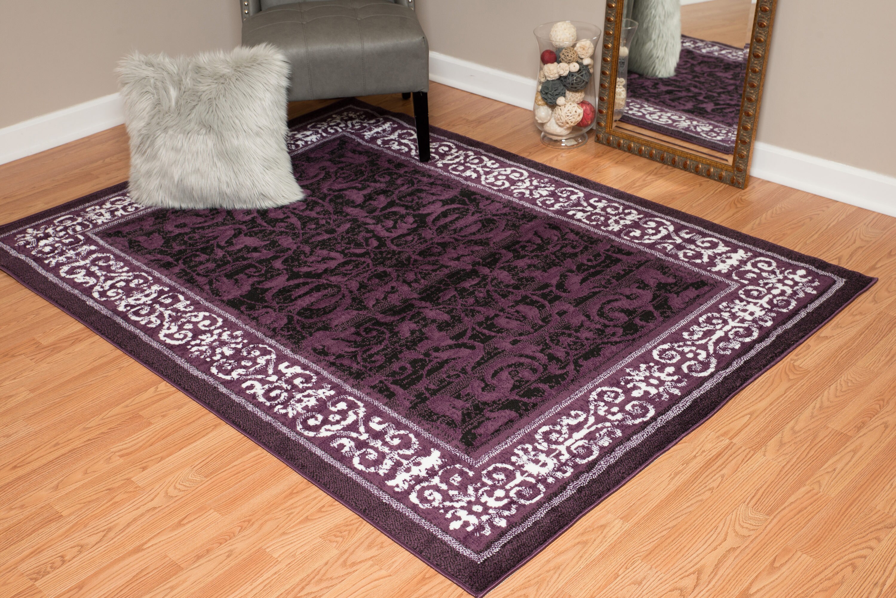 United Weavers Of America 851 10682 58 Dallas 5 x 7 (ft) Polyester Gray Rectangular Indoor Border Mid-Century Modern Area rug