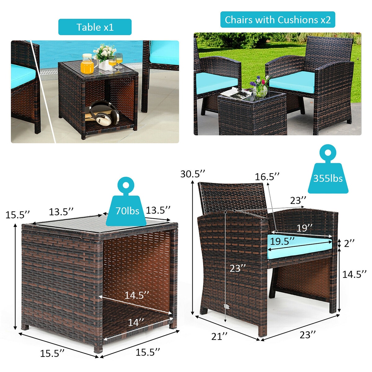 WELLFOR OUG67813TU Patio-Conversation-Sets - View #10