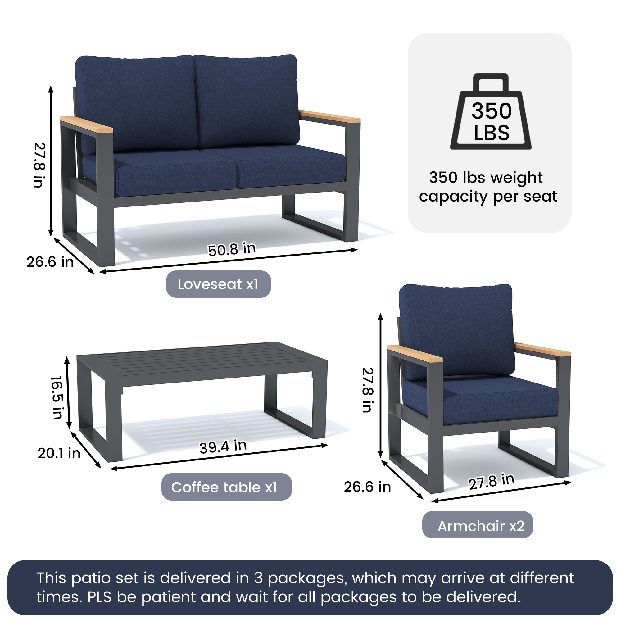 AURA OUTDOOR SAS001-BU Patio-Conversation-Sets - View #2