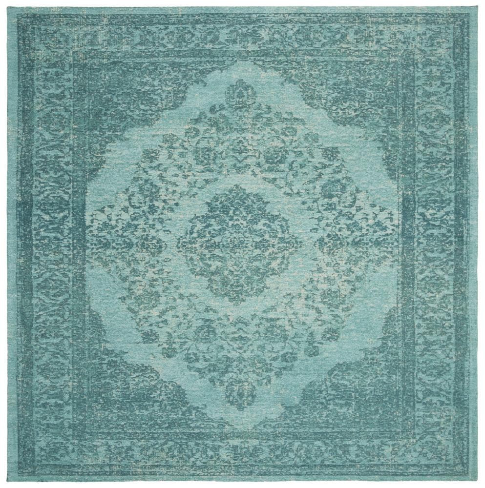 Safavieh CLV121E-6SQ Classic Vintage Bornez 6 x 6 (ft) Loomed Cotton Aqua Square Indoor Distressed/Overdyed Vintage Area rug